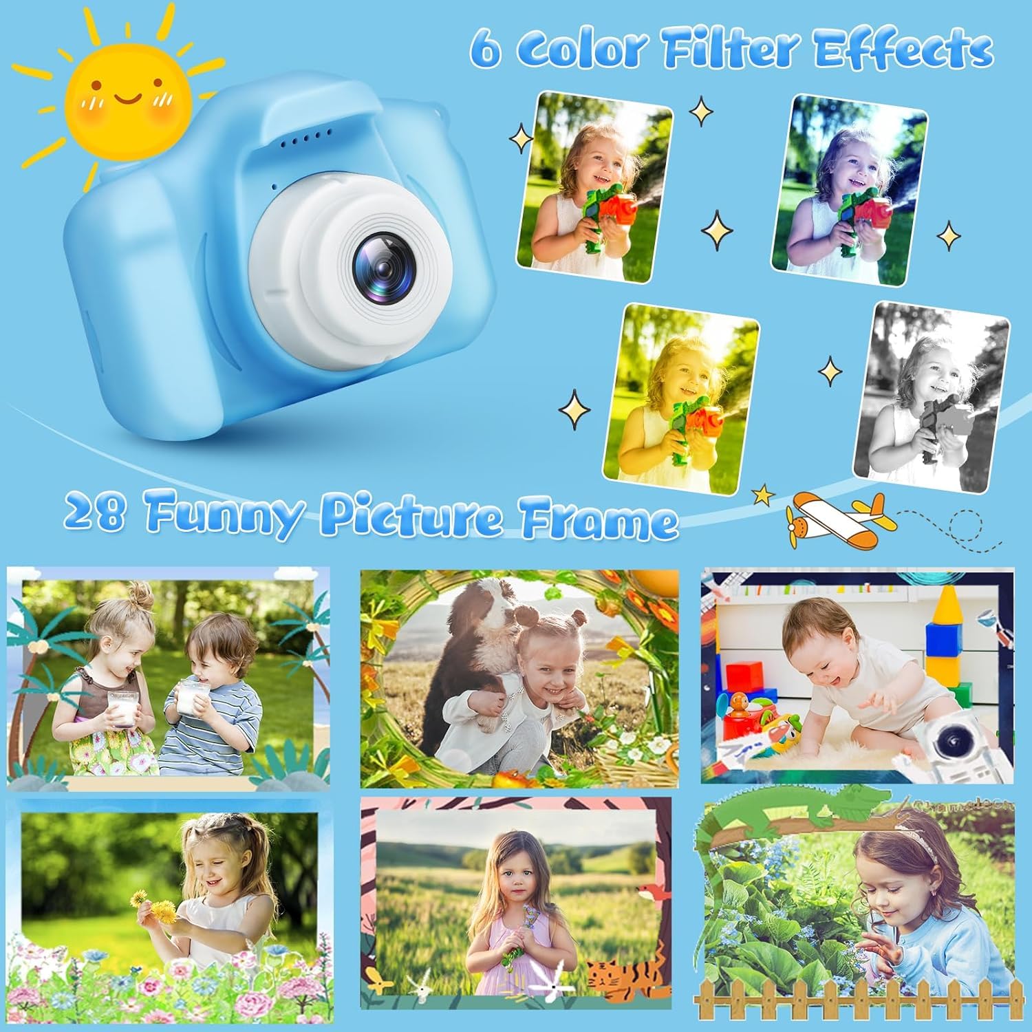 Storio Mini Digital Camera for Kids 3.0MP, 1080P HD Video Recorder, 2 Inch Screen, USB Rechargeable Photography Toy, Digicam with SD Card Support, Gift for Boys Girls Age 7-14 Years - Blue 2