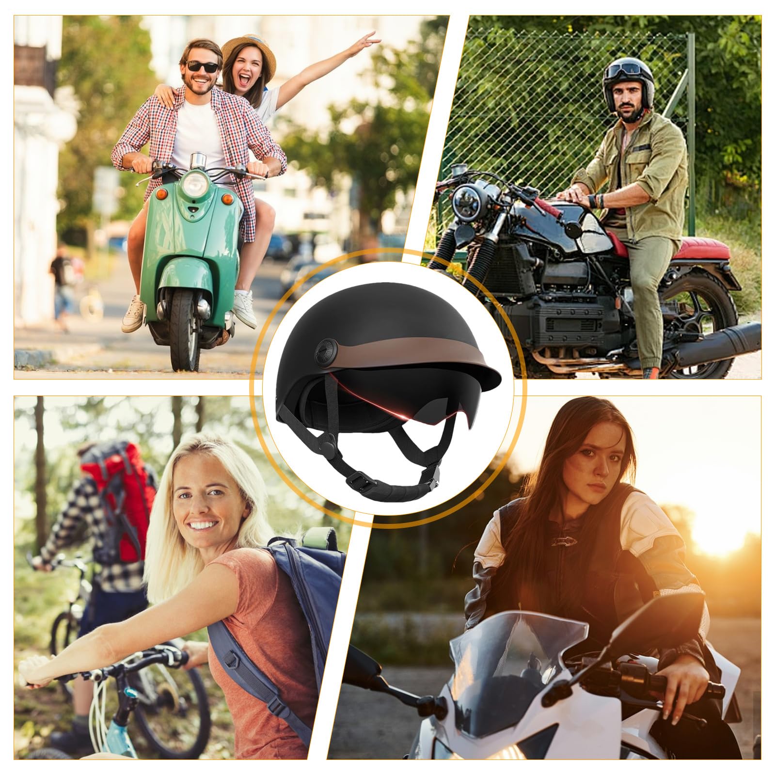 Casco per scooter, 54 – 62 cm, casco jet ABS, visiera per scooter, casco da skater, ventilazione, facile da skateboard, per bicicletta, skateboard, scooter, bambini, adulti