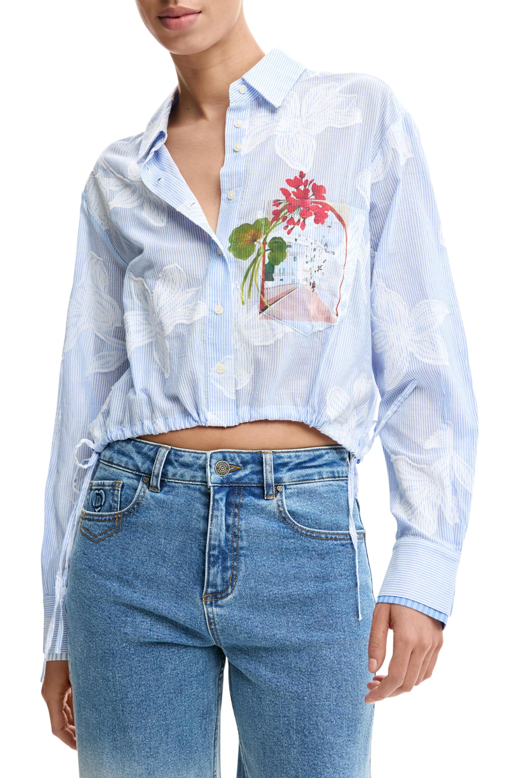 Desigual Langarmhemd aus der Damen-Kollektion, Blau, Größe XL