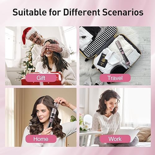 Miniatura 8 de Cepillo secador de pelo, 3 en 1, giratorio 3 en 1, con 3 cabezales para secar peinado, dar volumen, rizar, elegante en un solo paso para cabello