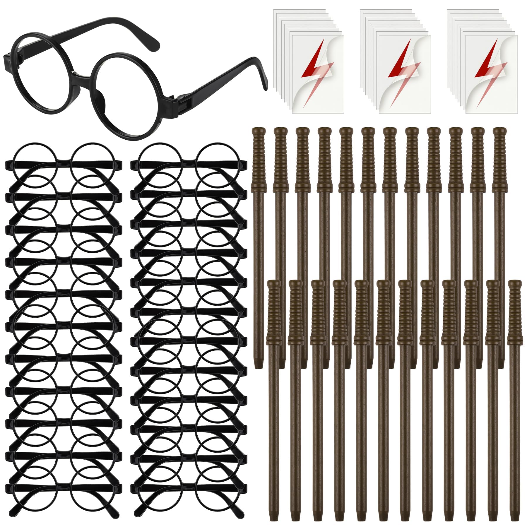 Juego De Accesorios Para Fiesta De Magos 42 Piezas Varitas Mágicas,  Gafas Y Tatuajes Temática Harry Potter