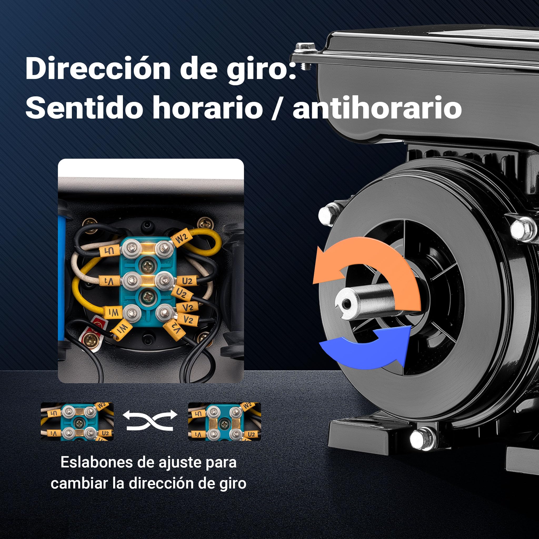 Wiltec Motor eléctrico monofásico 0,37 kW 0,5 CV diseño compacto, robusta carcasa de aluminio, motor de 1400 rpm para uso doméstico, industrial y agrícola, uso versátil