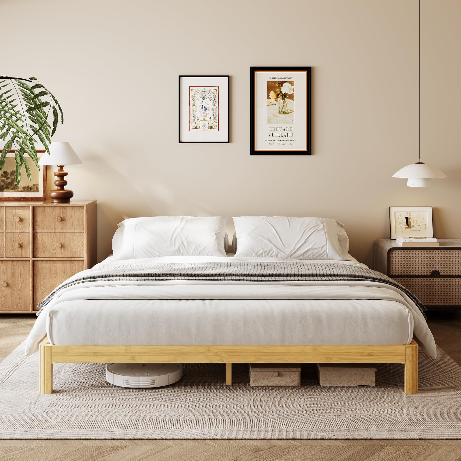 COMASACH 10 Inch King Wood Platform Bed