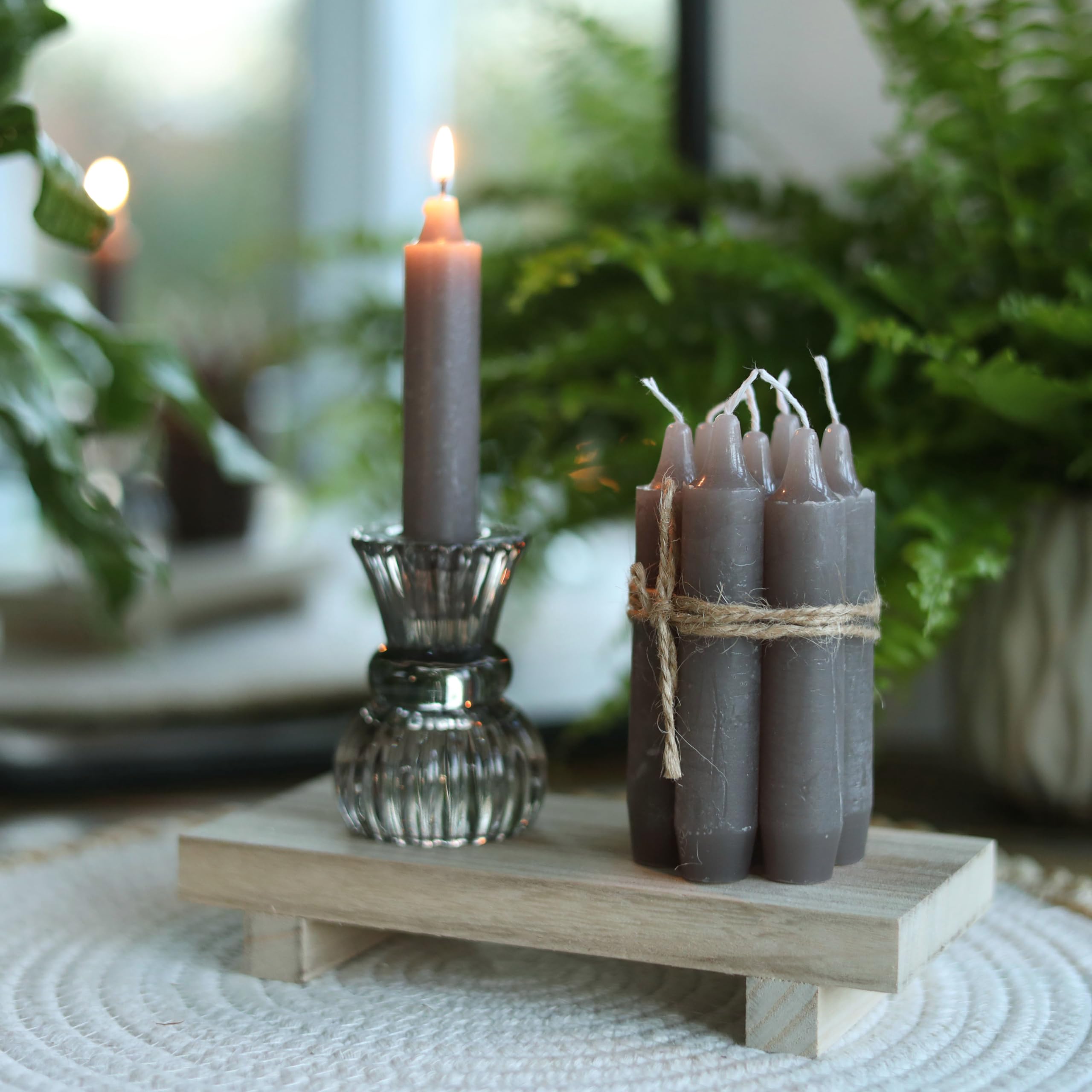 comforder Candle Set (7 Pieces), 11 cm Taper Candles Taupe, Table Candles Plain, 4+ Hours Burning Time, Beige - Image 3