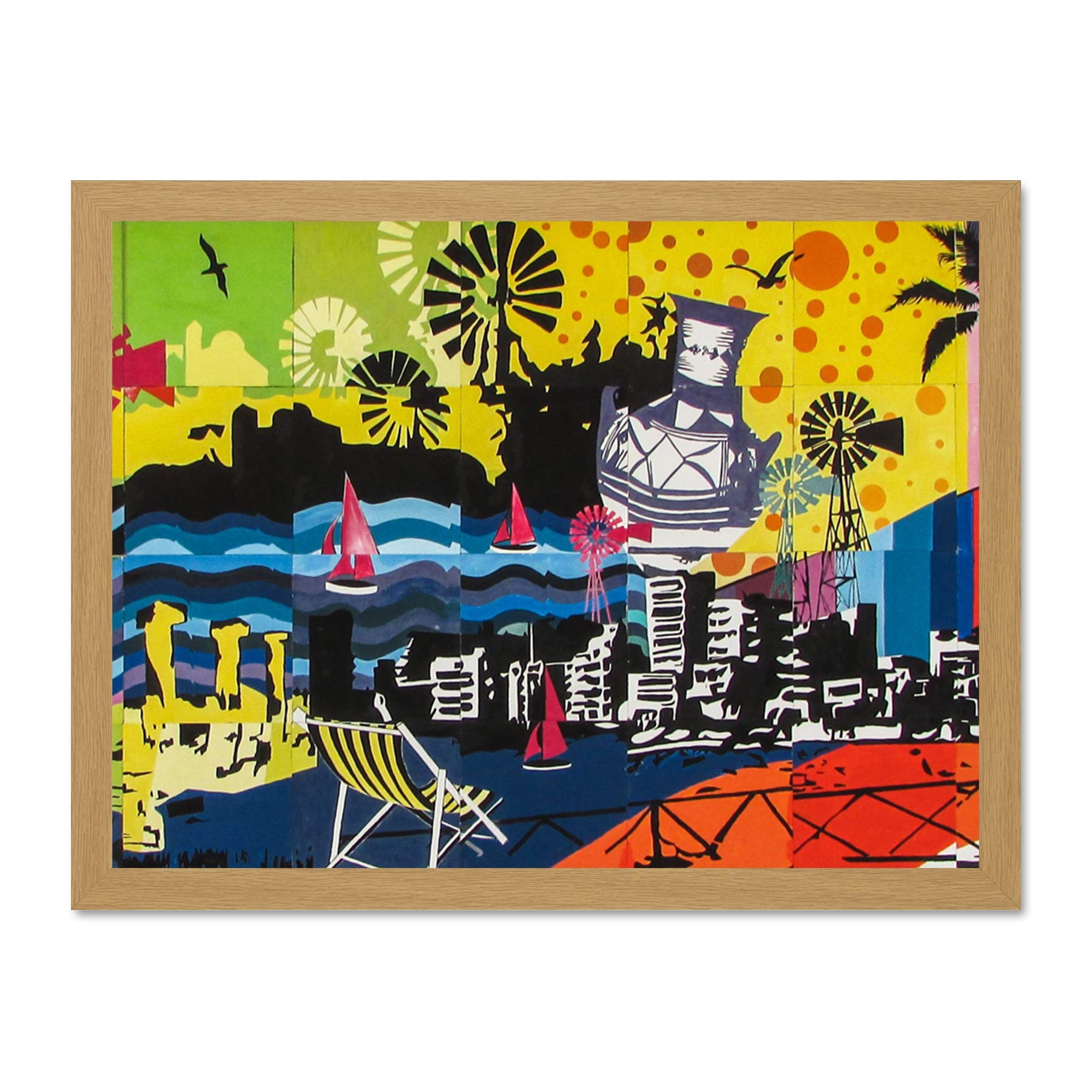 Graffiti Mural Paralimni Secondary Cyprus Large Framed Art Print Poster Wall Decor 18x24 inch
