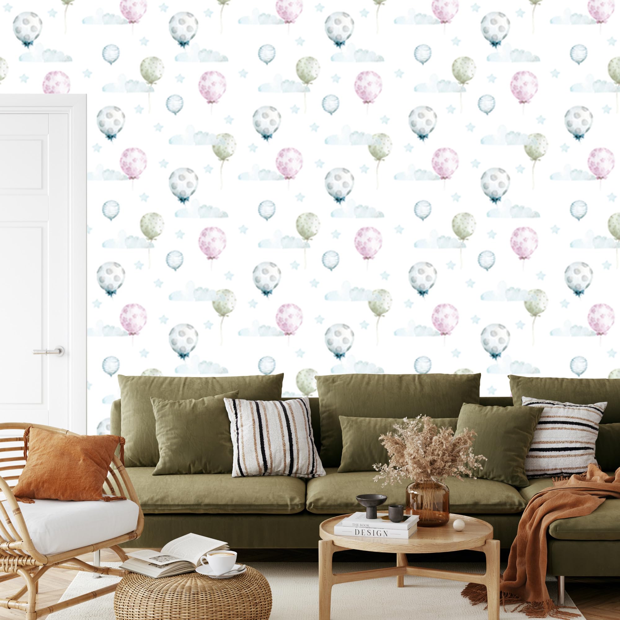 Vliestapete Pastellballons vor Sternen 50 x 1000 cm