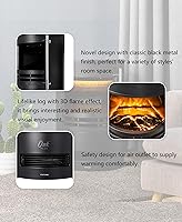 Vista 5 de Oak Plus - Chimenea eléctrica independiente con efecto de registro de llama 3D, estufa portátil para interiores, 25.5 pulgadas de alto, color negro