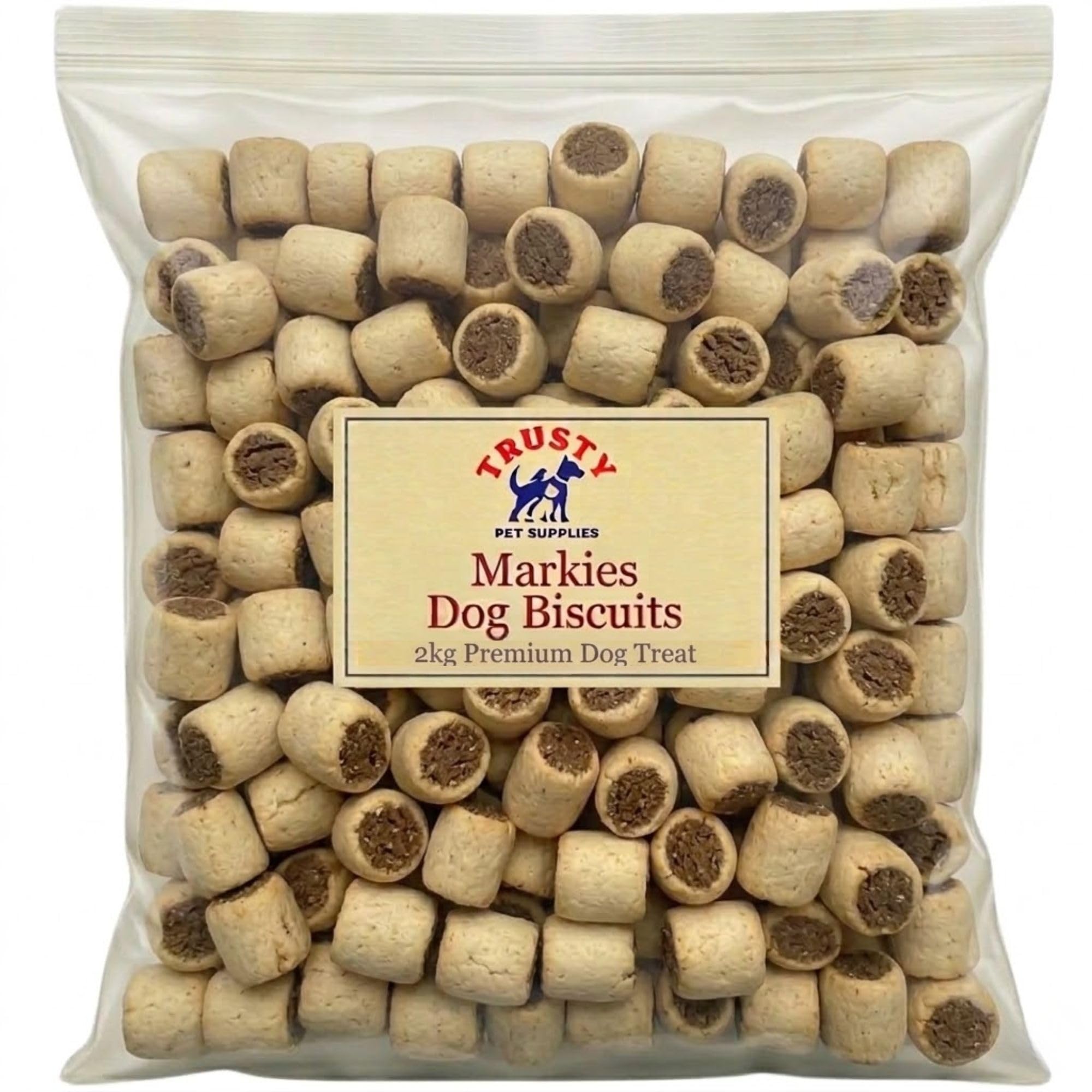 Markies Dog Biscuits 2kg | Crunchy Dog Biscuit with Meaty Centre | Training Treats for Dogs | Dog Treats for Small Dogs, Medium & Seniors | Dog Biscuits & Snacks | by Trusty Pet Supplies