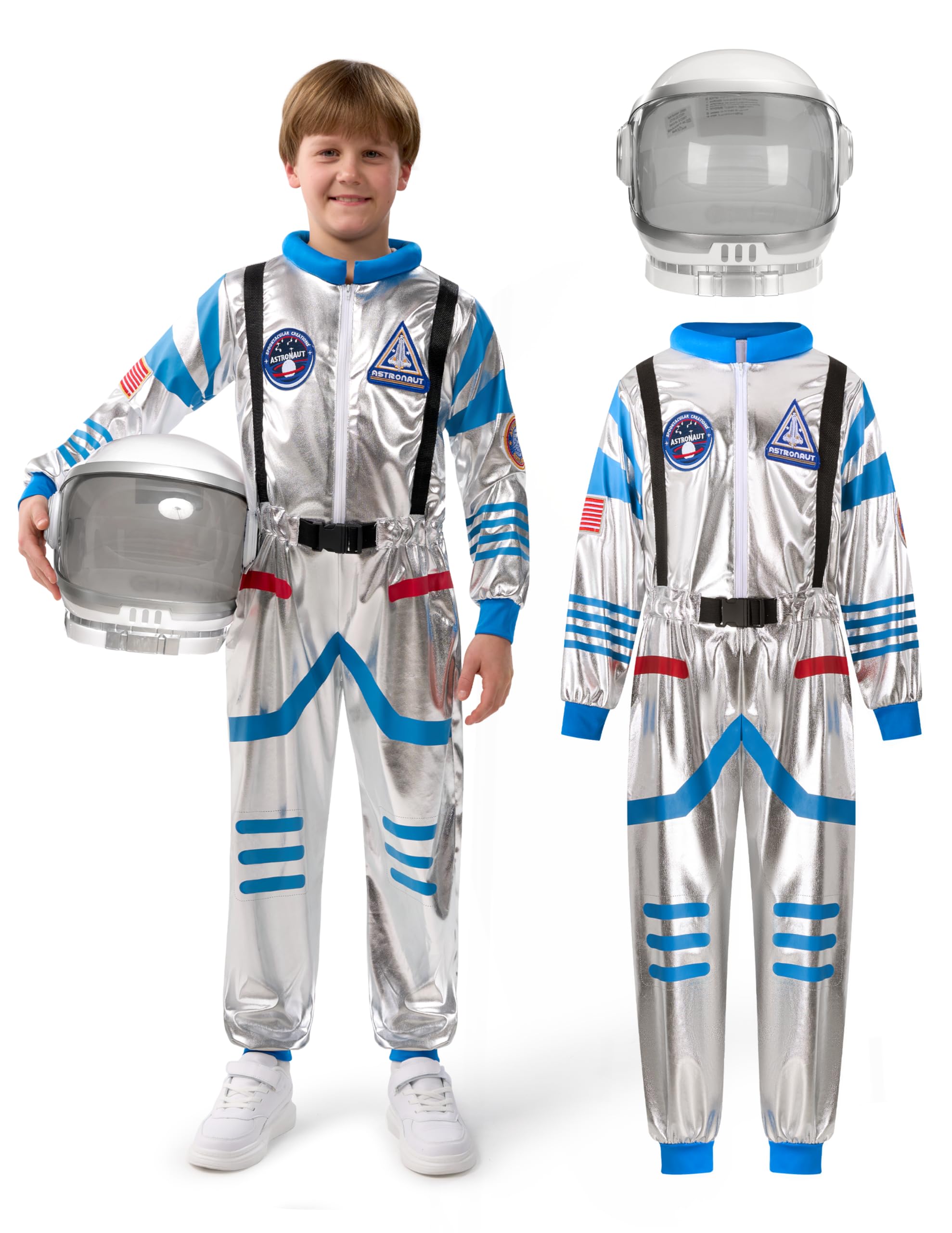 Spooktacular Creations Halloween Child Unisex Astronaut Costume,Pilot Jumpsuit for Kids Halloween Cosplay Party