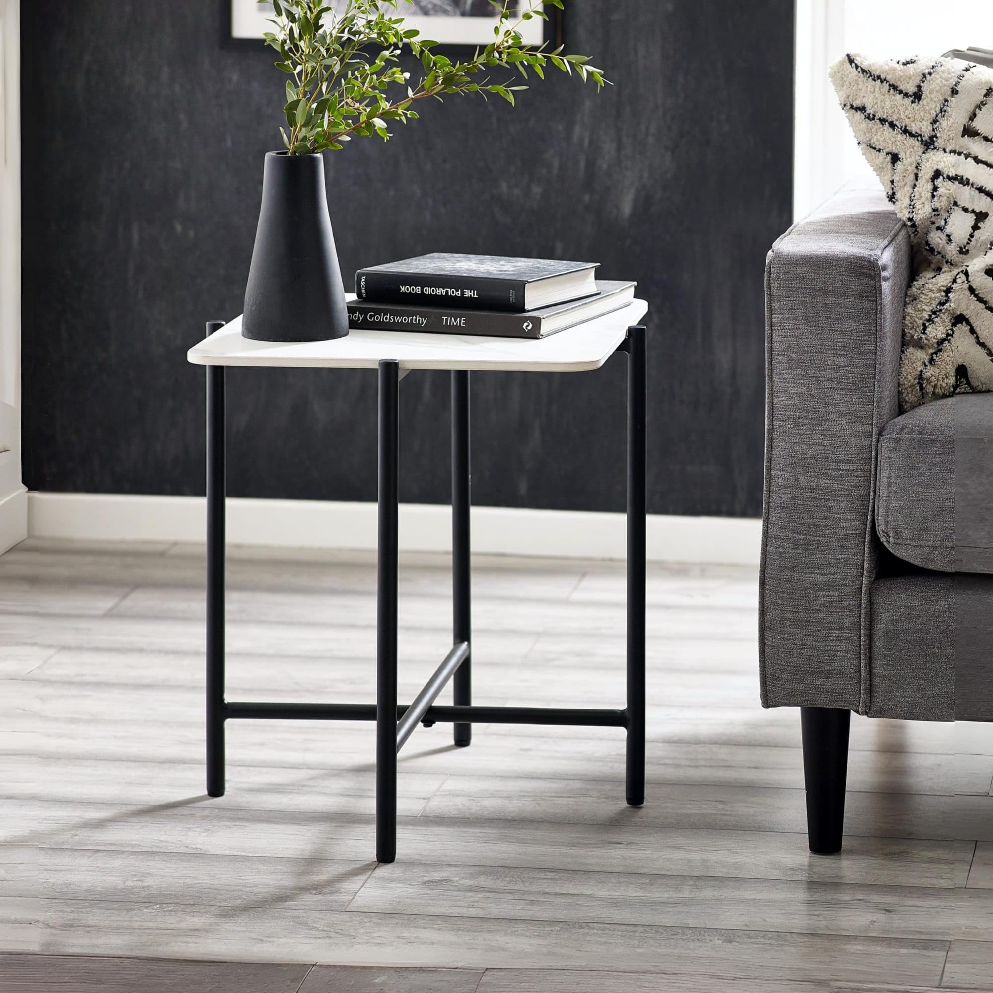 Julian Bowen Lamp Table, White Marble, One Size