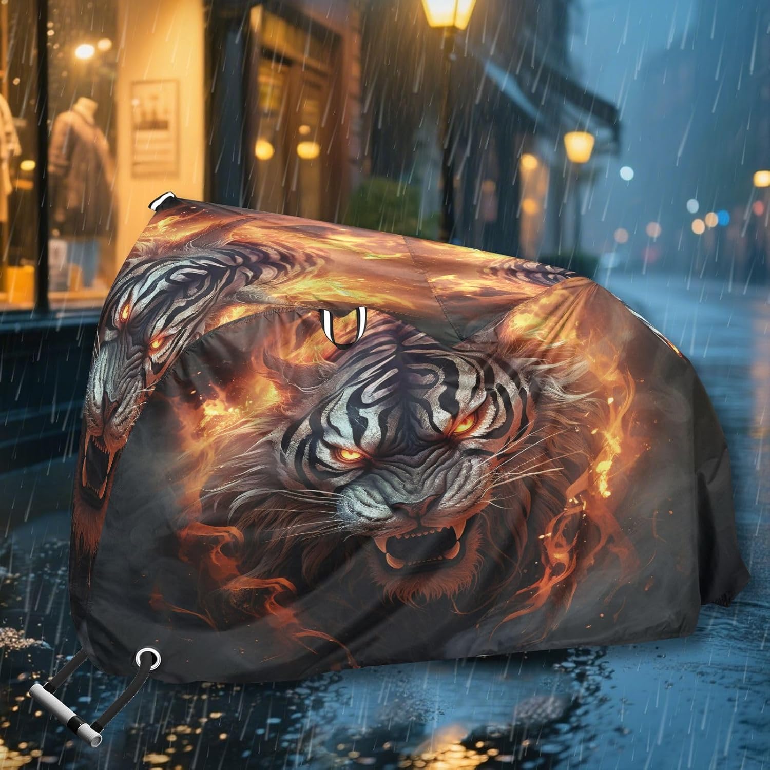 ALAZA Roaring Tiger Bike Cover Waterproof Outdoor Ebike Bicycle Covers Tarp Protection for 1/2 Bikes, Sun UV Dust Wind Proof