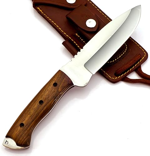Miniatura 3 de Azmera Bushcraft - Cuchillo de caza con iniciador de fuego, cuchillo de supervivencia de hoja fija de acero inoxidable, cuchillo hecho a mano con