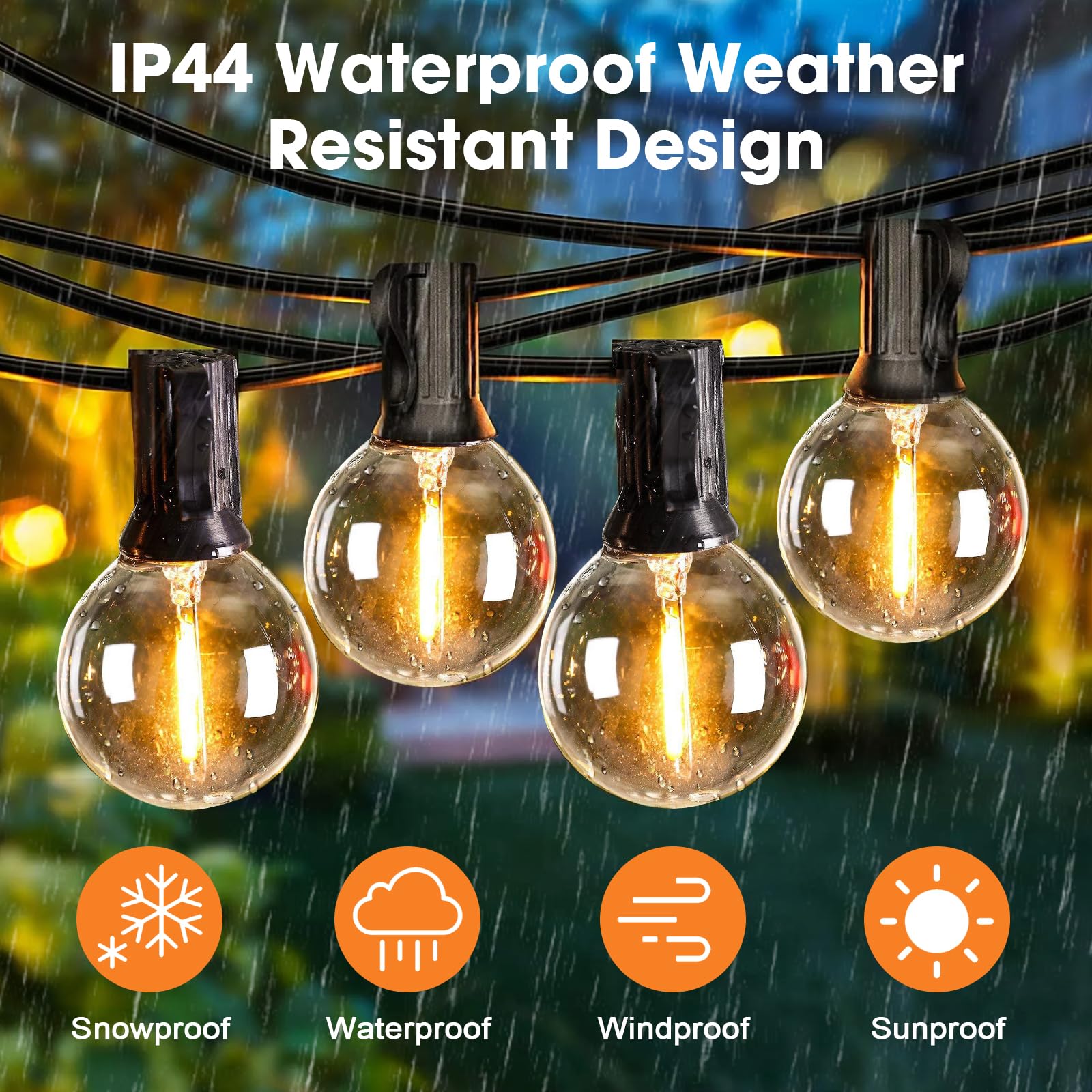 25 Pack G40 LED Replacement Light Bulbs Waterproof Clear Globe Light Bulb E12 Screw Base for Outdoor String — view 5
