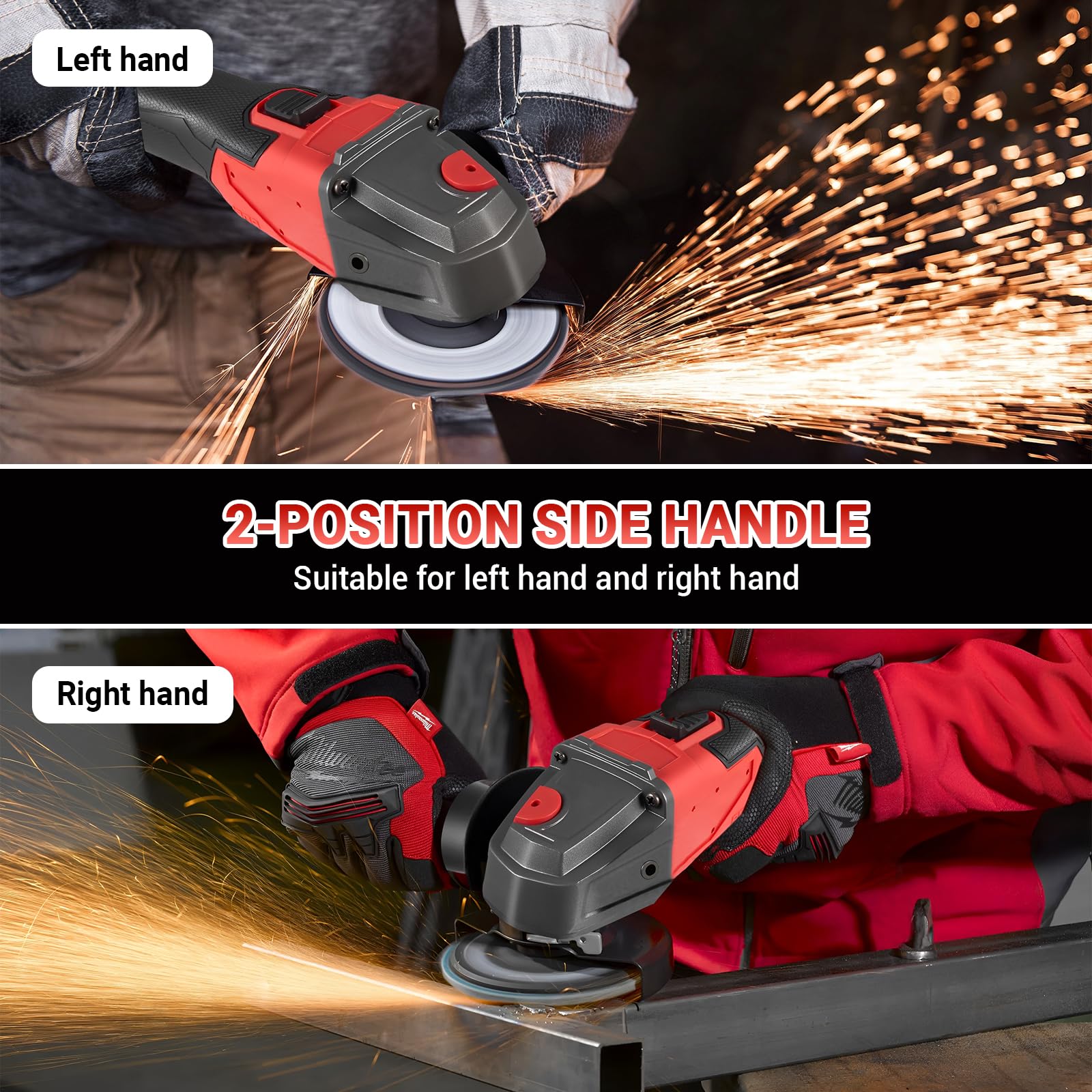Smerigliatrice Angolare a Batteria Compatibile con Milwaukee 18V | 12000 giri/min, smerigliatrice angolare a batteria, diametro disco 125 mm, profondità di taglio 22 mm