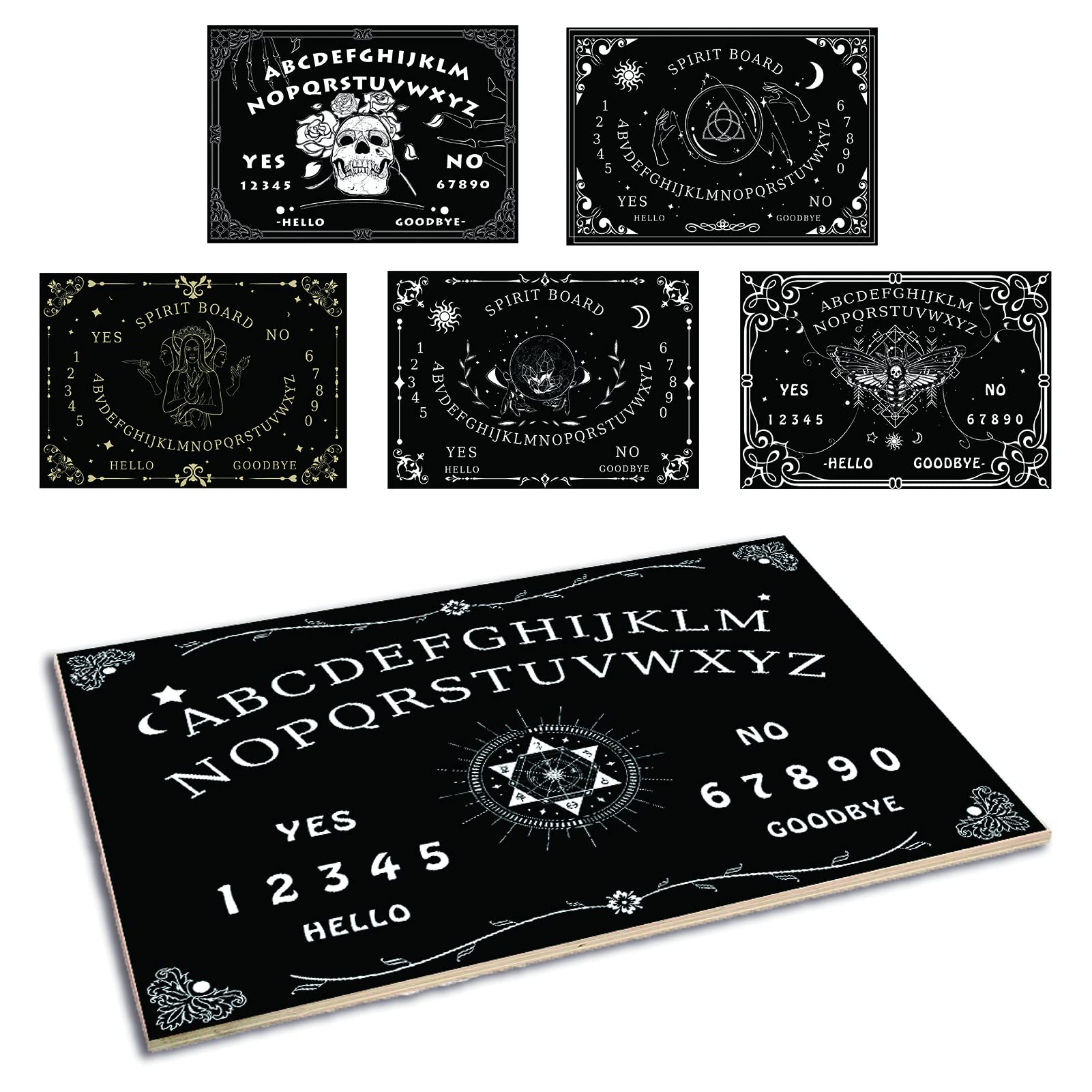 OUIJA blacklブラックメタル CREATCABIN, Pentagram Wooden Ouija Board with Shelf Black Commute