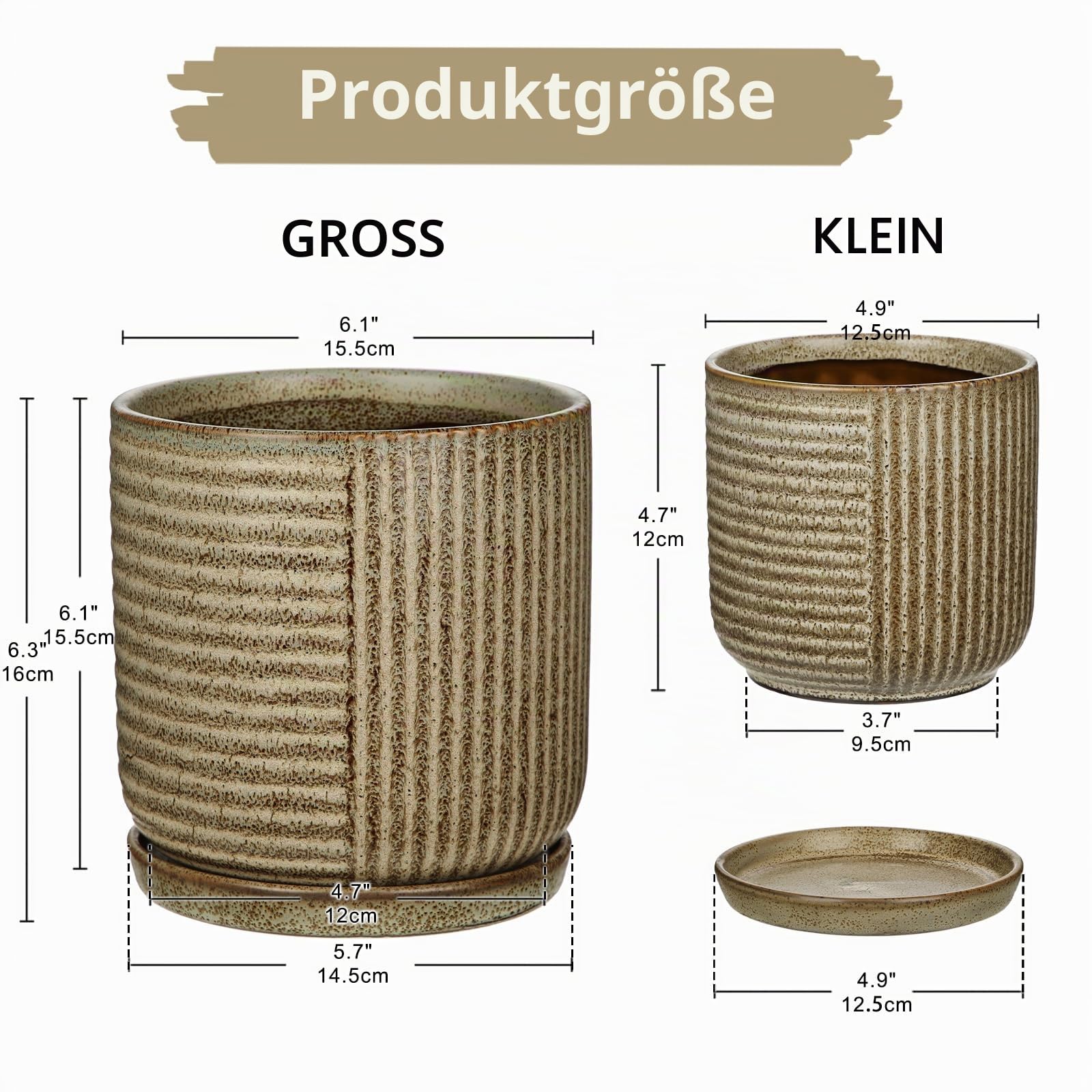 Oairse 2er-Set Bonsai Keramiktopf Bonsaischale mit Entwässerungslöchern für Japanische Bonsai Zimmerpflanzen, Retro-Dekoration für Gartenbehälter-Sets im Freien, Durchmesser Öffnung 22cm