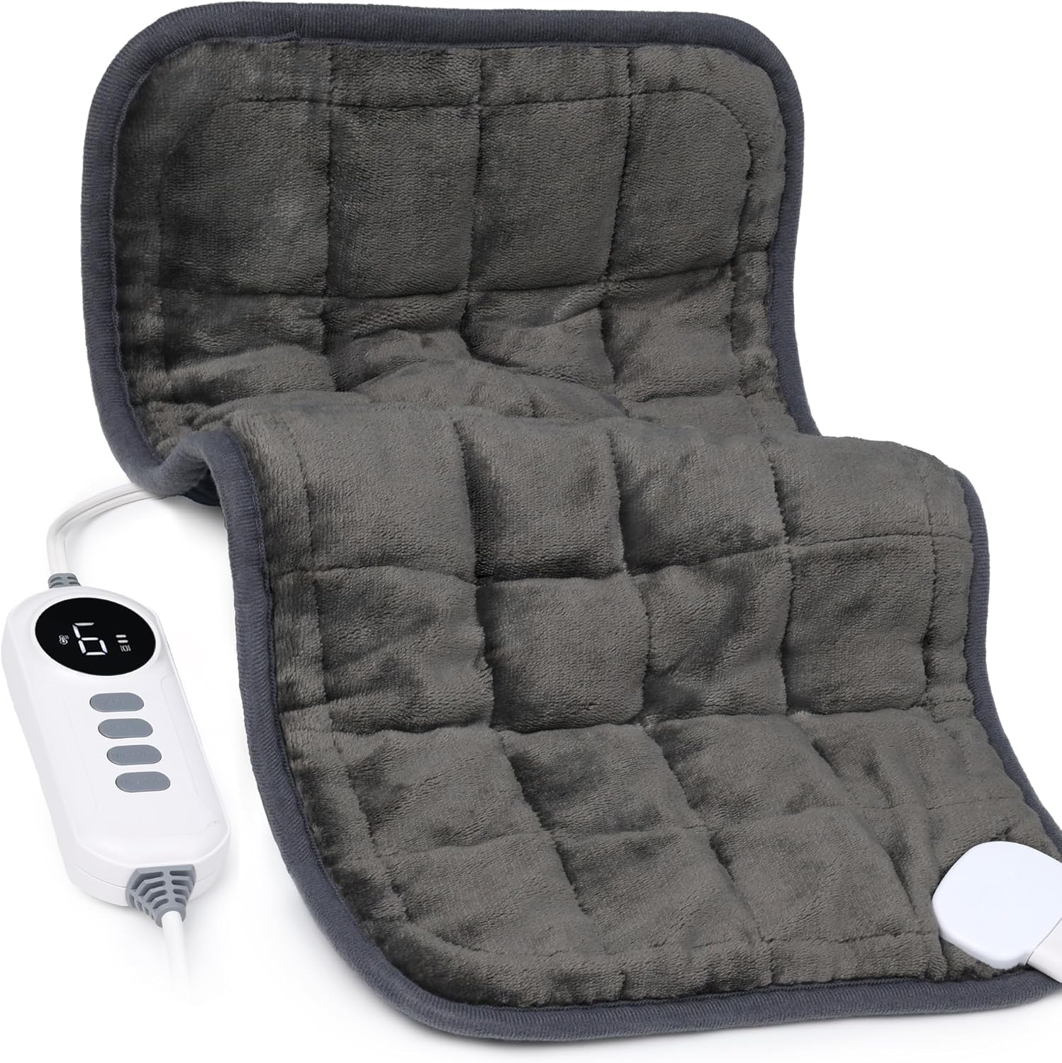 Heating Pad, Weighted Vibrating Massage Heating Pad with Heat Therapy - 4 Massage Modes & 6 Adjustable Heat Settings for Back/Shoulder Pain Relief, 12” x 24”, Black，Birthday Gifts for Women Men