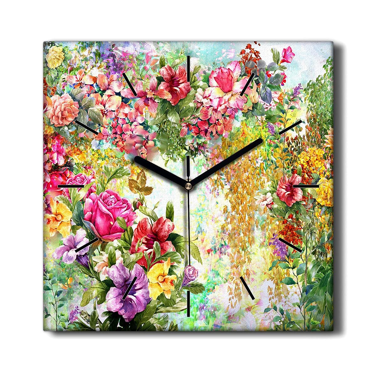 Horloge sur Toile Fleurs de la Nature pour un Salon Cosy et Apaisant