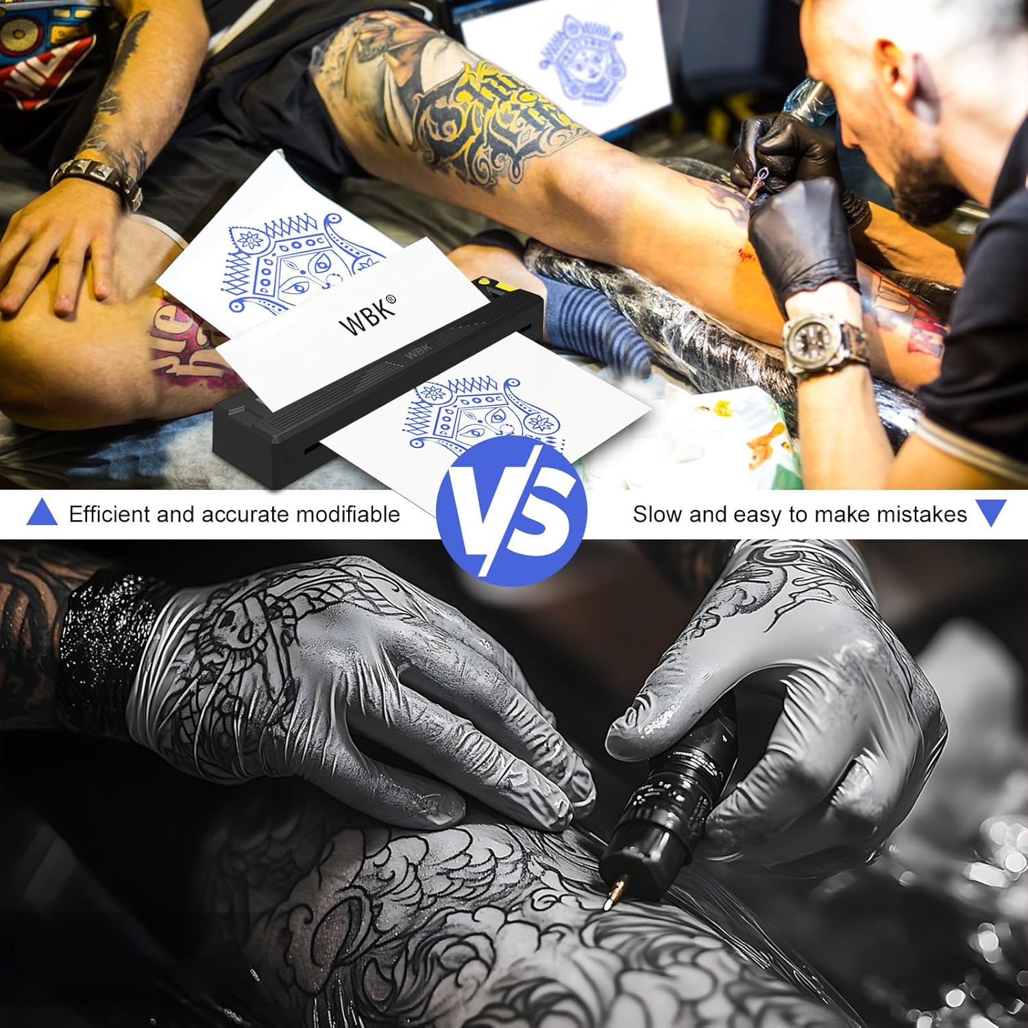 Tattoo Stencil Printer,Portable-Wireless-Bluetooth-Thermal-Inkless Tattoo Printer with 3 pcs Tattoo Transfer Paper,Tattoo Printer Machine Compatible with Phone/Pc&Pad,for Tattoo Beginners&Artists