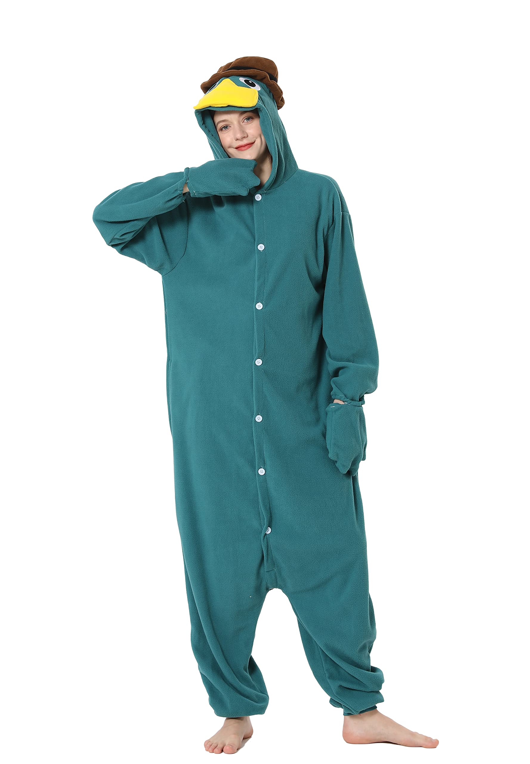 LorranTree Relaxo - Costume da onesie con animali e relax, da donna, per Halloween, per cosplay, platypus, per adulti