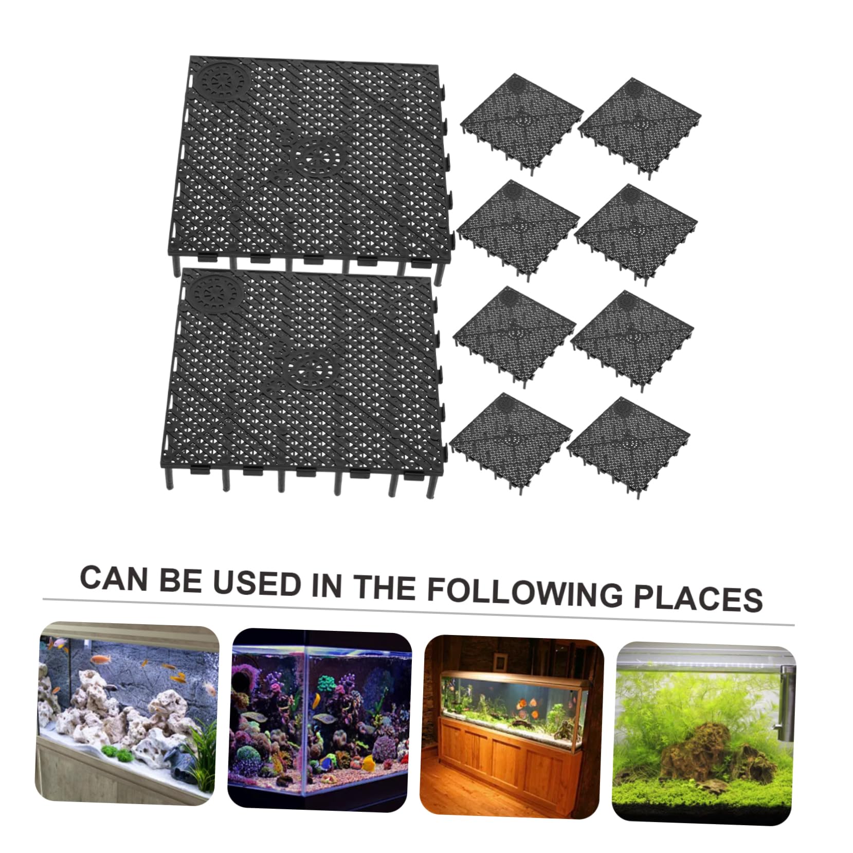 Mikikit 10 Stücke Aquarium Bodengitter: Platte PVC Fischtank Bottom Filter Aquarium Undergreavel Kunststoff Filterbrettteiler Aquarium Tank Bottom Black