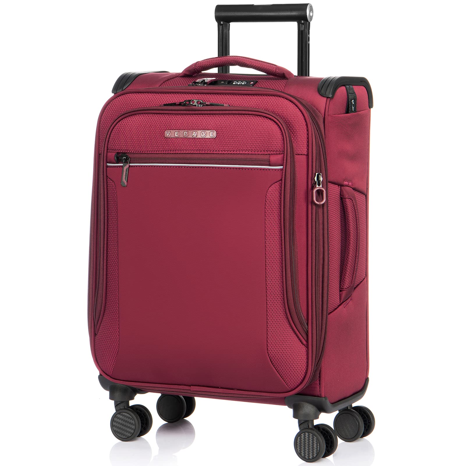 VerageToledo Carry On Luggage Softside Expandable Suitcase with Spinner Wheel (20-Inch, Burgundy)