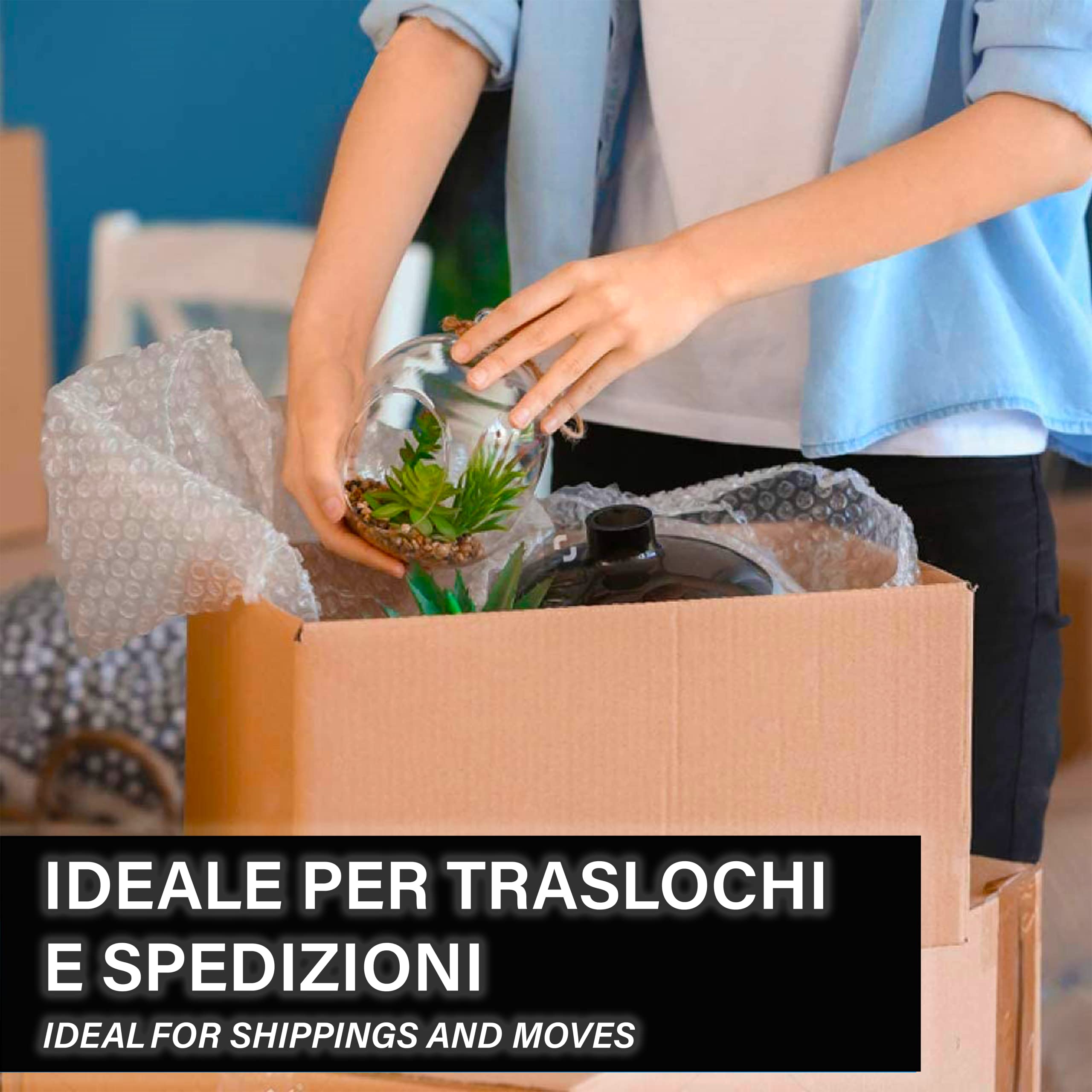 IPEA Rollo de Plástico de Burbujas para Embalaje y Envío – 20 Metros x 30 cm – Made in Italy – Pluriball - Burbujas de Aire Protección, Acolchado, Embalaje Objetos – Resistente Desgarro - 55 gr/mq