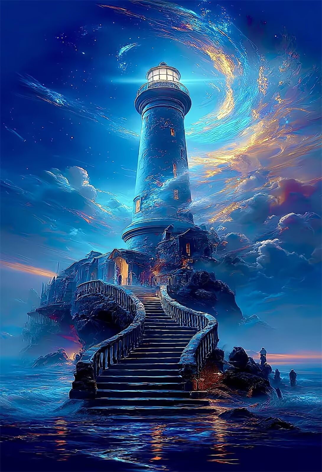 Puzzle para Adultos 1500 Piezas, Paisaje Faro, con Póster, Piezas de Encaje, Letras en la Parte Posterior, Decoración de Pared, Regalo para Adultos (87x57cm)