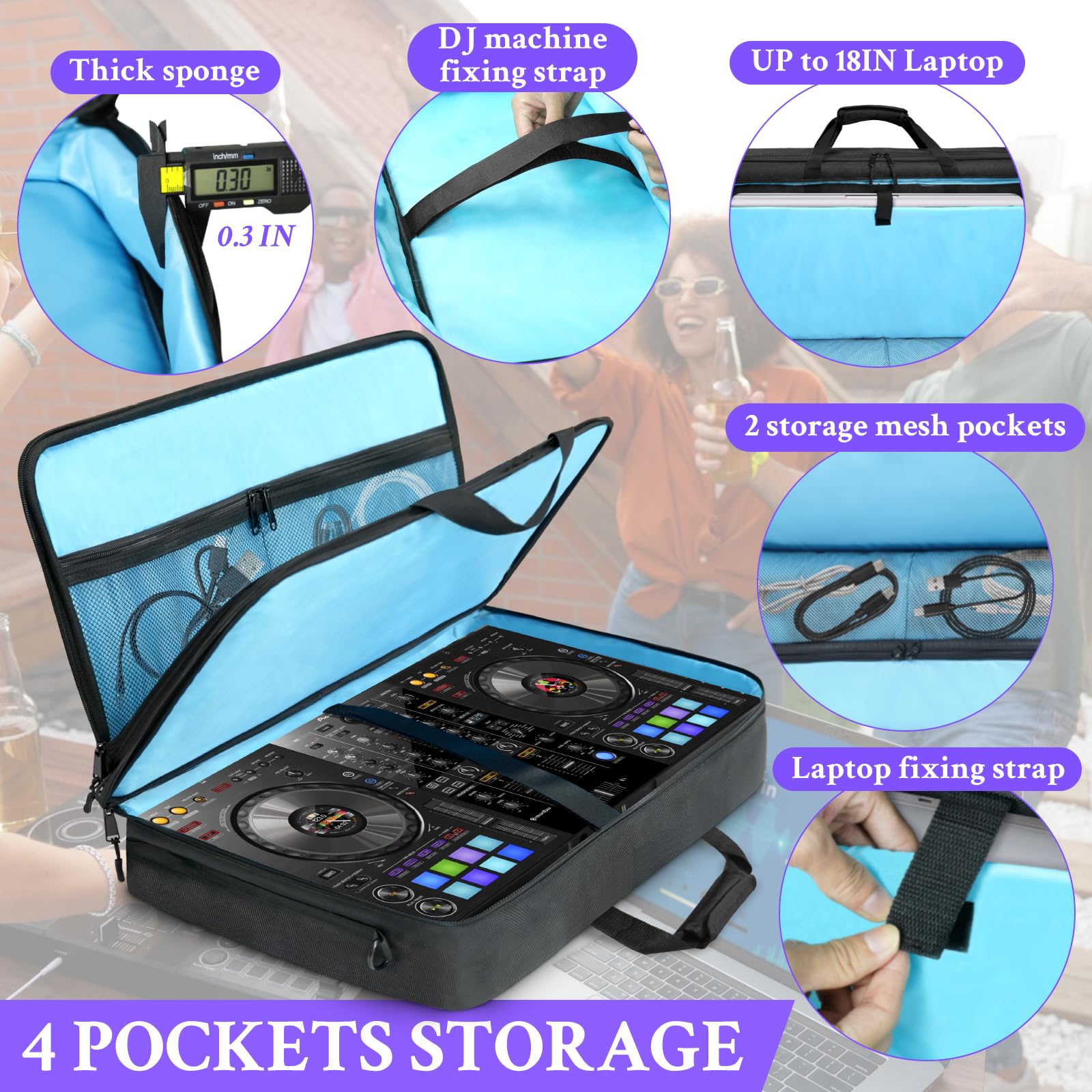 ORKELS Tasche für DDJ-FLX10, FLX6-GT, GRV6, REV5, REV7, 800, XDJ-RR, 1000SRT, RX, S8, SX, SX2, SX3, Inpulse 500, L-71 cm B x 40 cm T x 15 cm.