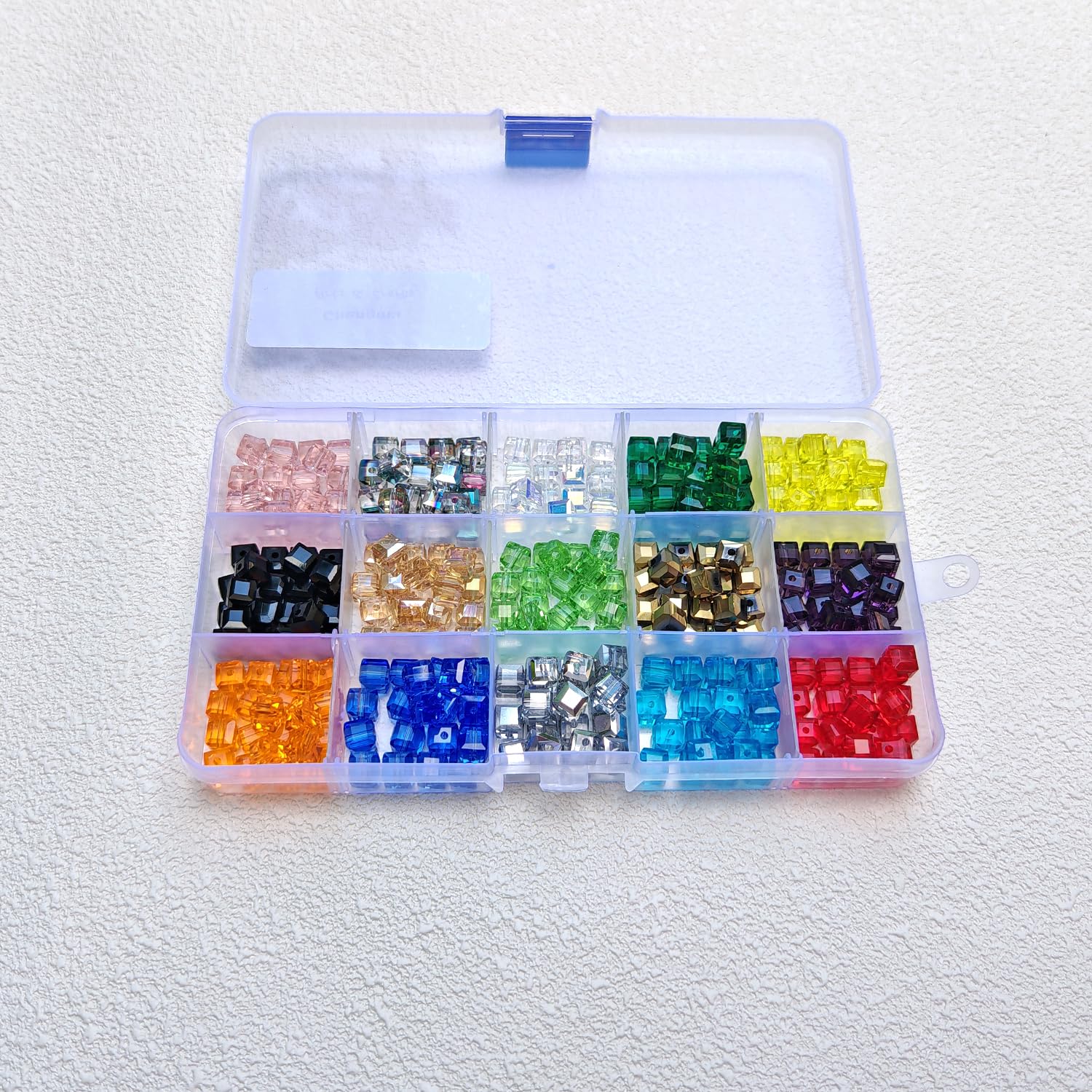 8 mm große Glasperlen für Schmuckherstellung, 300 Stück, AB-Farbe, facettiert, quadratische Form, bunte Kristallperlen, Sortiment, Zubehör für Armband, Halskette mit Kordel