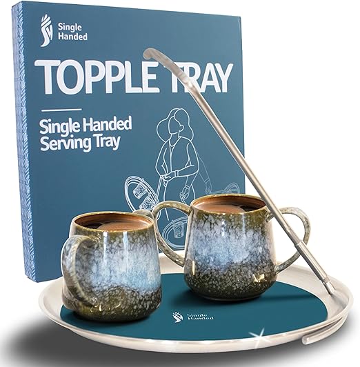 Topple Tray Folding Handle Metal Serving Tray, Single