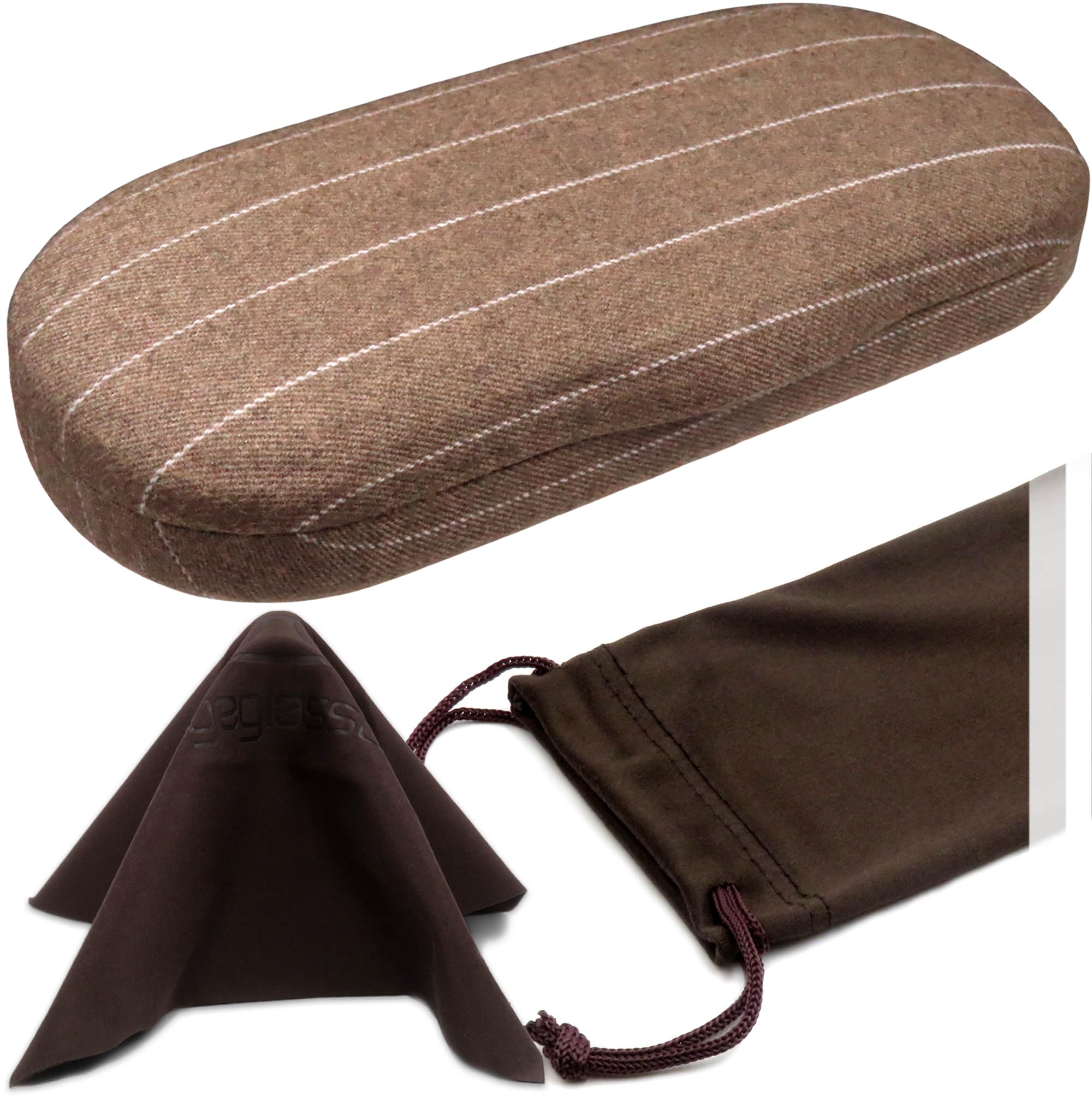 MyEyeglassCase Men's Medium Glasses Case - Classic Eyeglasses Hard Shell Holder, Elegant Easy Open Lip with Pouch and Cloth