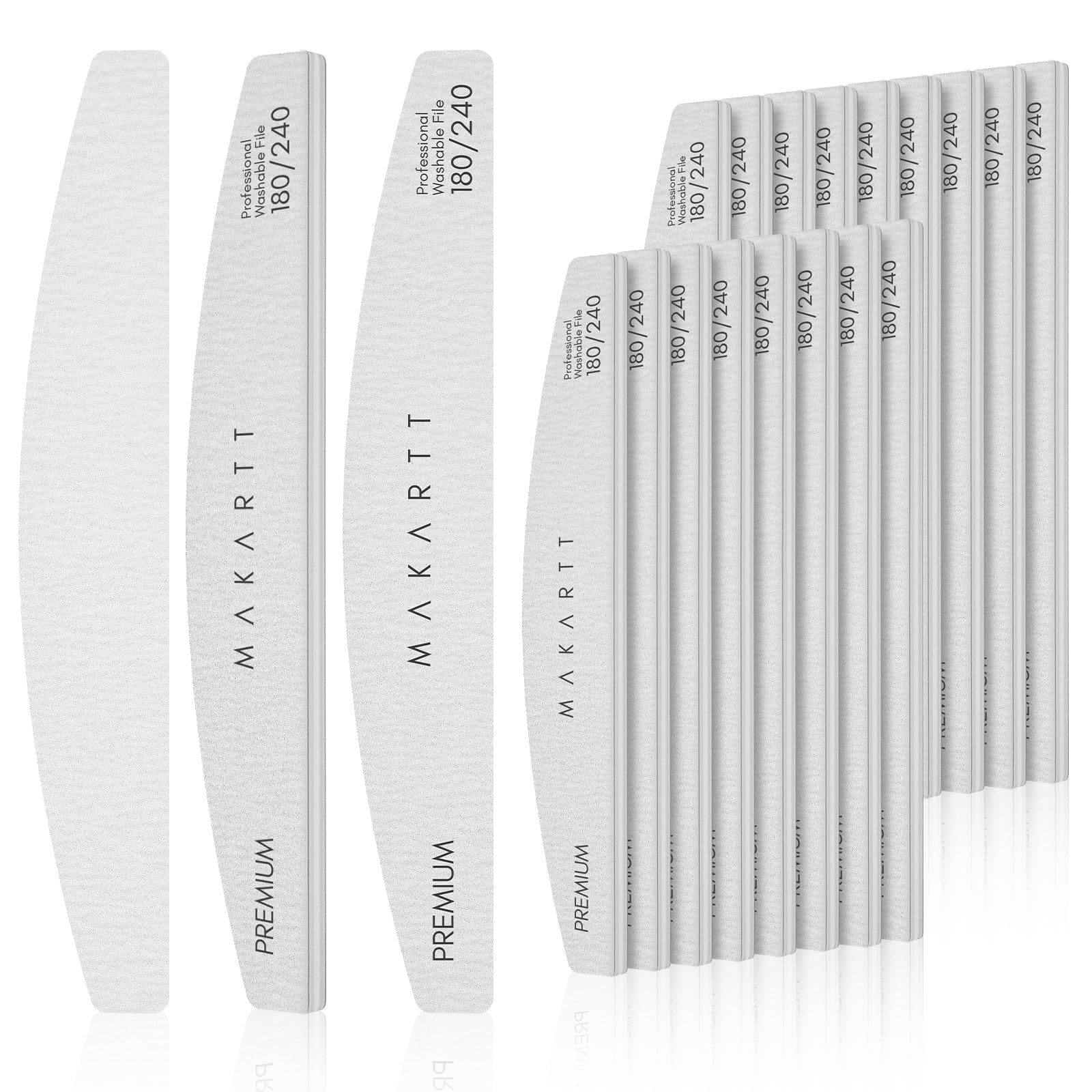 Makartt Nail Files: 180/240 Grit Emery Boards for Nails 20pcs Professional Dual-Sided Fingernail Files for Natural Nails Prep & Buffing