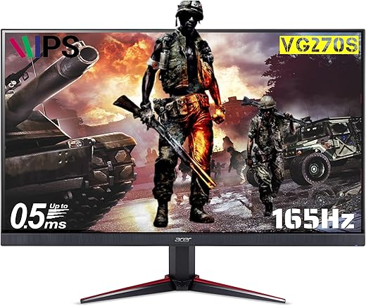 Acer Nitro Vg270 S 27 Inch (68.58 Cm) LCD 1920 x 1080 Pixels Monitor with LED Backlight Full Hd IPS Gaming I 0.5 Ms Response Time I 165Hz Refresh…