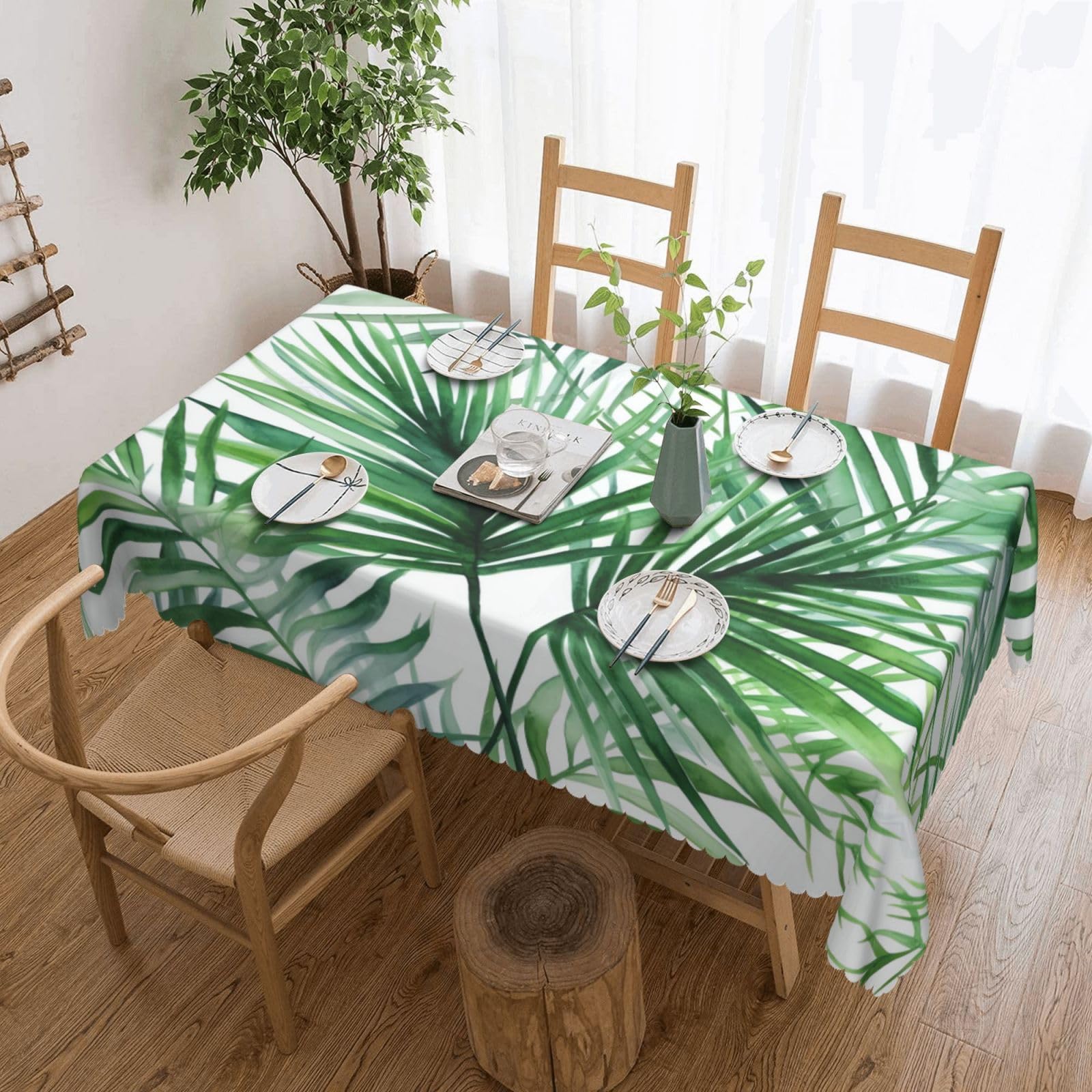 Nappe rectangulaire pour extérieur et jardin à motif palmier tropical 137x183