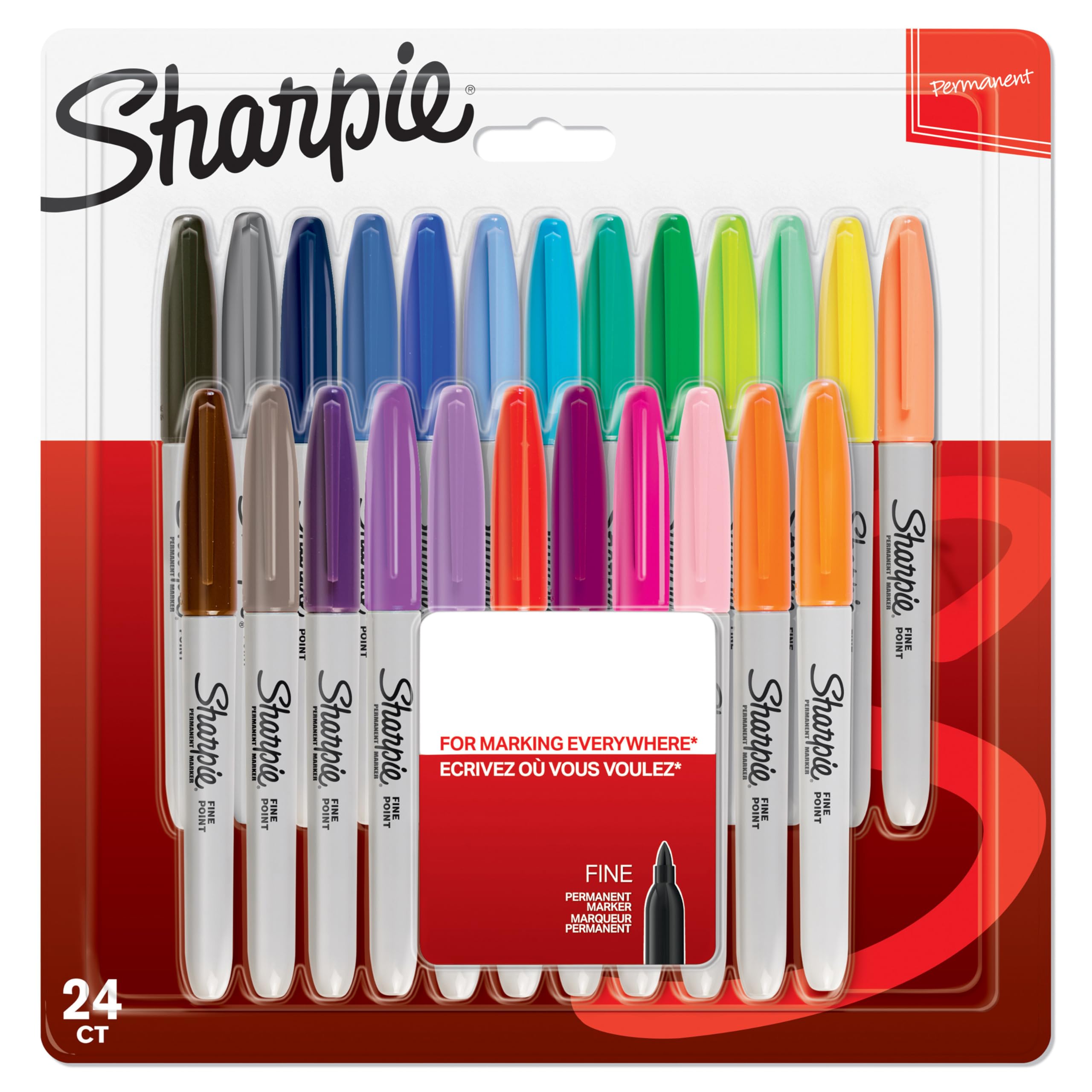 SharpiePermanent Markers | Fine Point | Assorted Colours | 24 Count