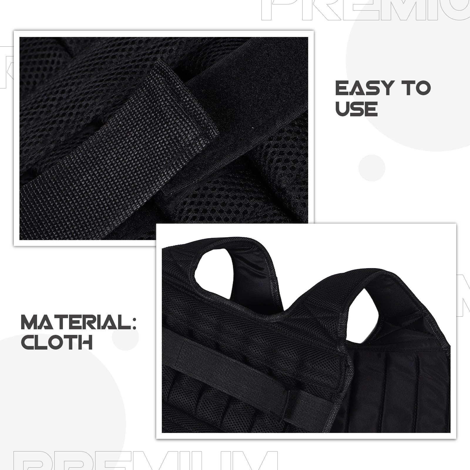 Gilet Zavorrato Regolabile per Allenamento Forza, Uomo Donna, Nero | Tasche Rimovibili, Vestibilità Confortevole, Tessuto Nero, Sport Vari, Sagoma Aderente al Corpo