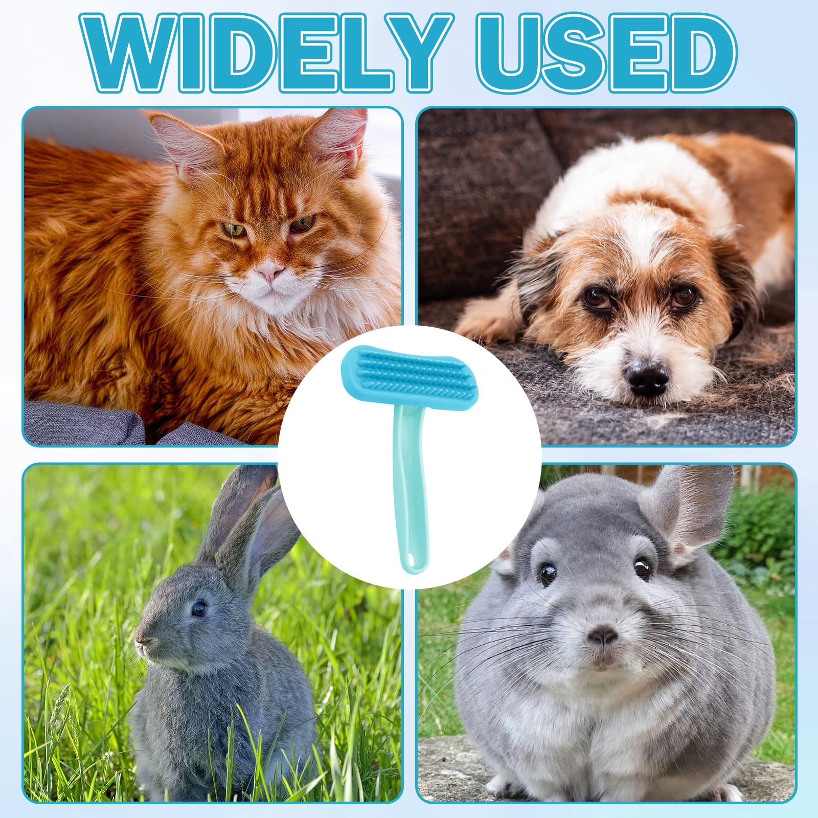 Brosse douce pour lapin (1 pièce), brosse pratique pour le toilettage des lapins, peigne de massage en silicone souple pour petits animaux, kit de toilettage pour lapins, chats