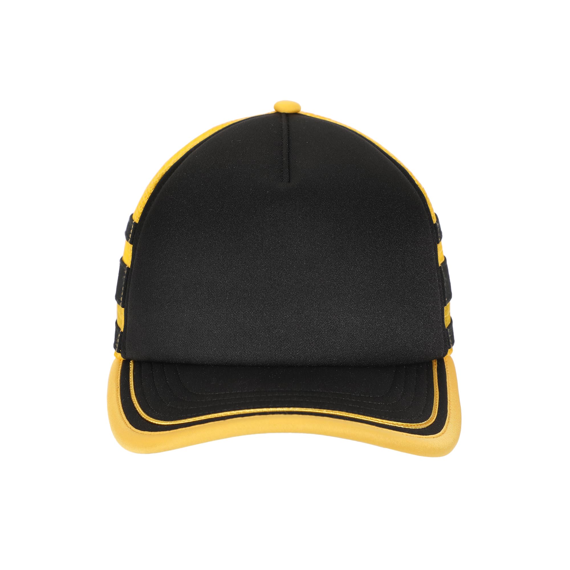 Gorra Stranger Things Dustin Henderson negra y amarilla de cosplay estilo trucker