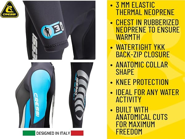 Cressi Morea Lady Monopiece Wetsuit 3 mm, Muta Monopezzo Senza Cappuccio Neoprene Ultrastretch Donna - 4