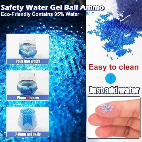 Miniatura 5 de Lanzador eléctrico de bolas de gel, lanzador de bolas de salpicaduras ecológico automático con 20000 bolas de gel y gafas, juguetes al aire libre