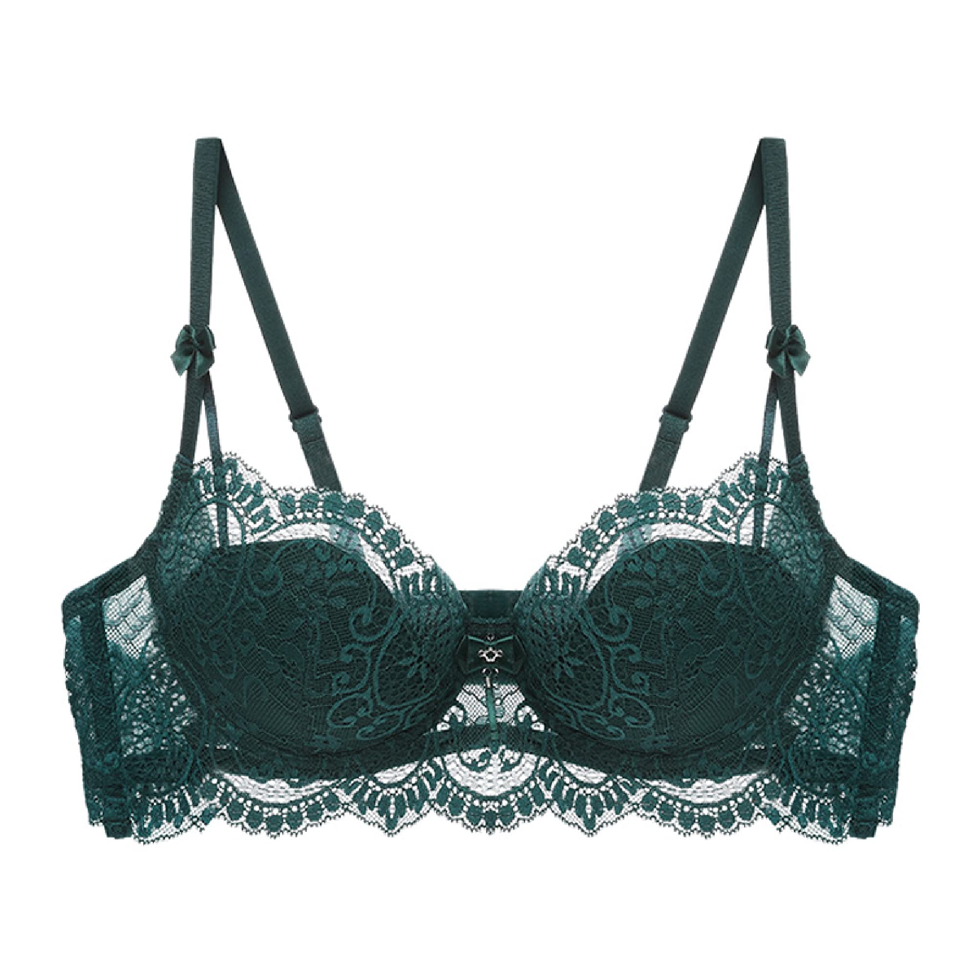 Soutien-gorge sexy en dentelle fine WENJUN vert avec armatures