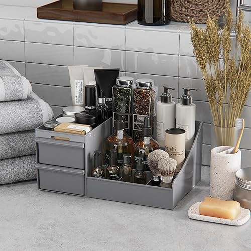 Miniatura 3 de Organizador de maquillaje para encimera, organizador de tocador con cajones para cosméticos, cuidado de la piel, cepillos, perfume, organizador de