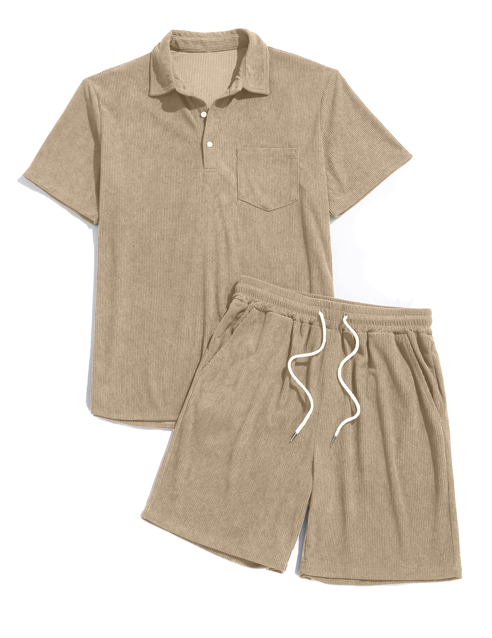 ZAFUL Men‘s 2 Pieces Sets Outfits Summer Beach Set Short Sleeve Button Down Zip Up Shirt And Short Sets