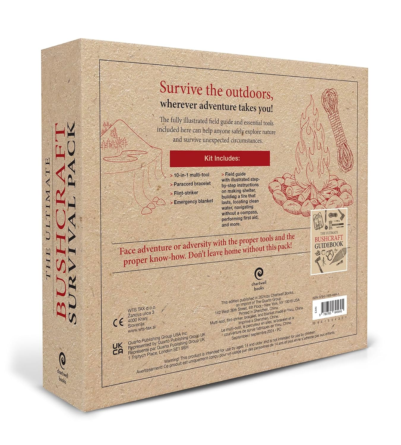The Ultimate Bushcraft Survival Pack: Tips, Tools, and Field Guide for Surviving in the Wild – Includes: 10-in-1 Multi-tool, Paracord Bracelet, Flint-striker, Emergency Blanket, Field Guide