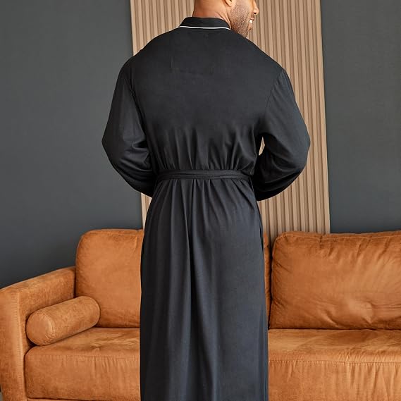 Alexander Del Rossa ADR Men's Cotton Knit Jersey Robe, Comfy Midweight Bathrobe with Pockets for Men, Fall & Spring A0860