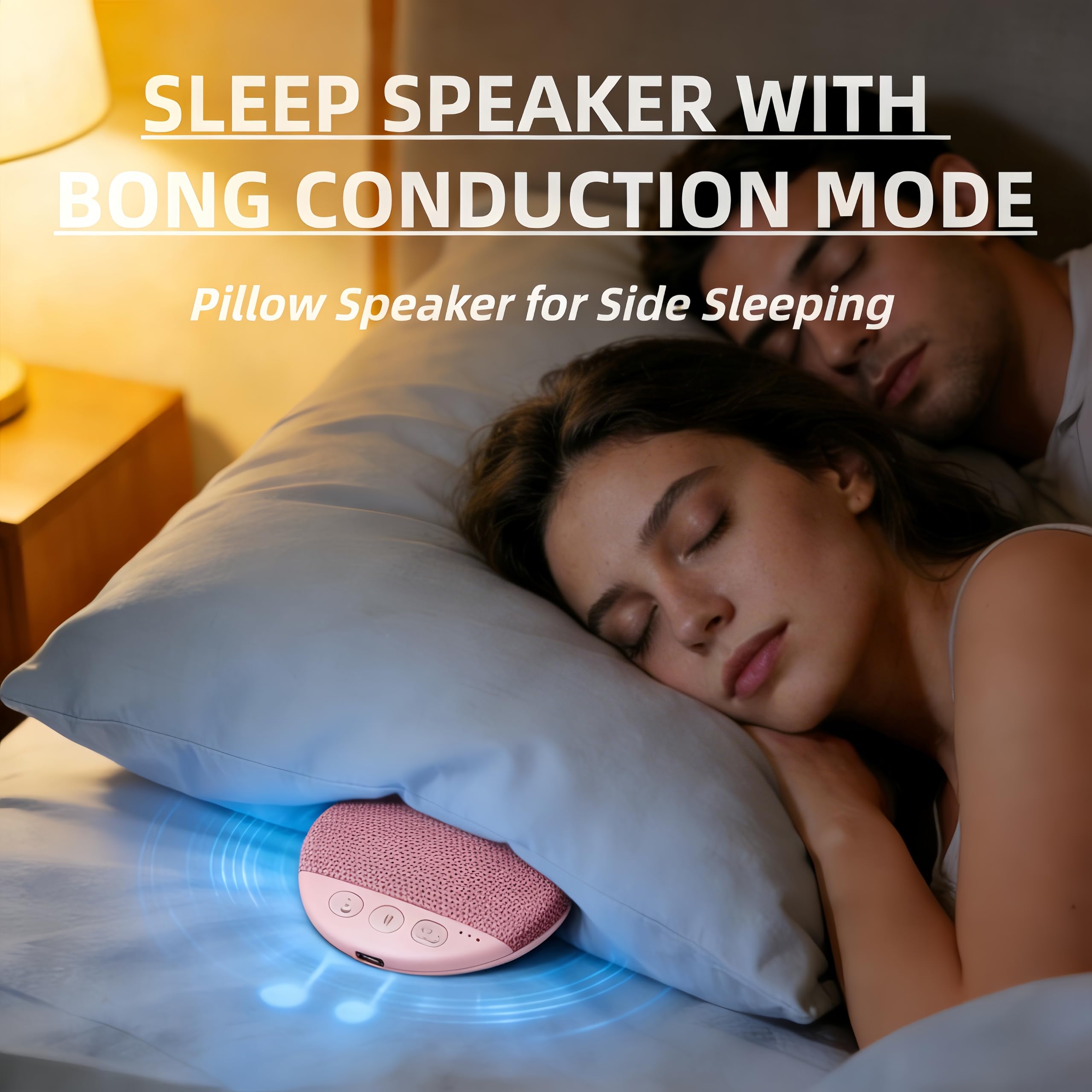 2026 New Bluetooth Pillow Speaker for Sleeping, Under Pillow Speaker with Sleep Timer & White Noise, Thin Speaker for Bed, Hi-Fi Sound, 48H Battery, Type-C, Private Listening for Adults & Kids — view 3