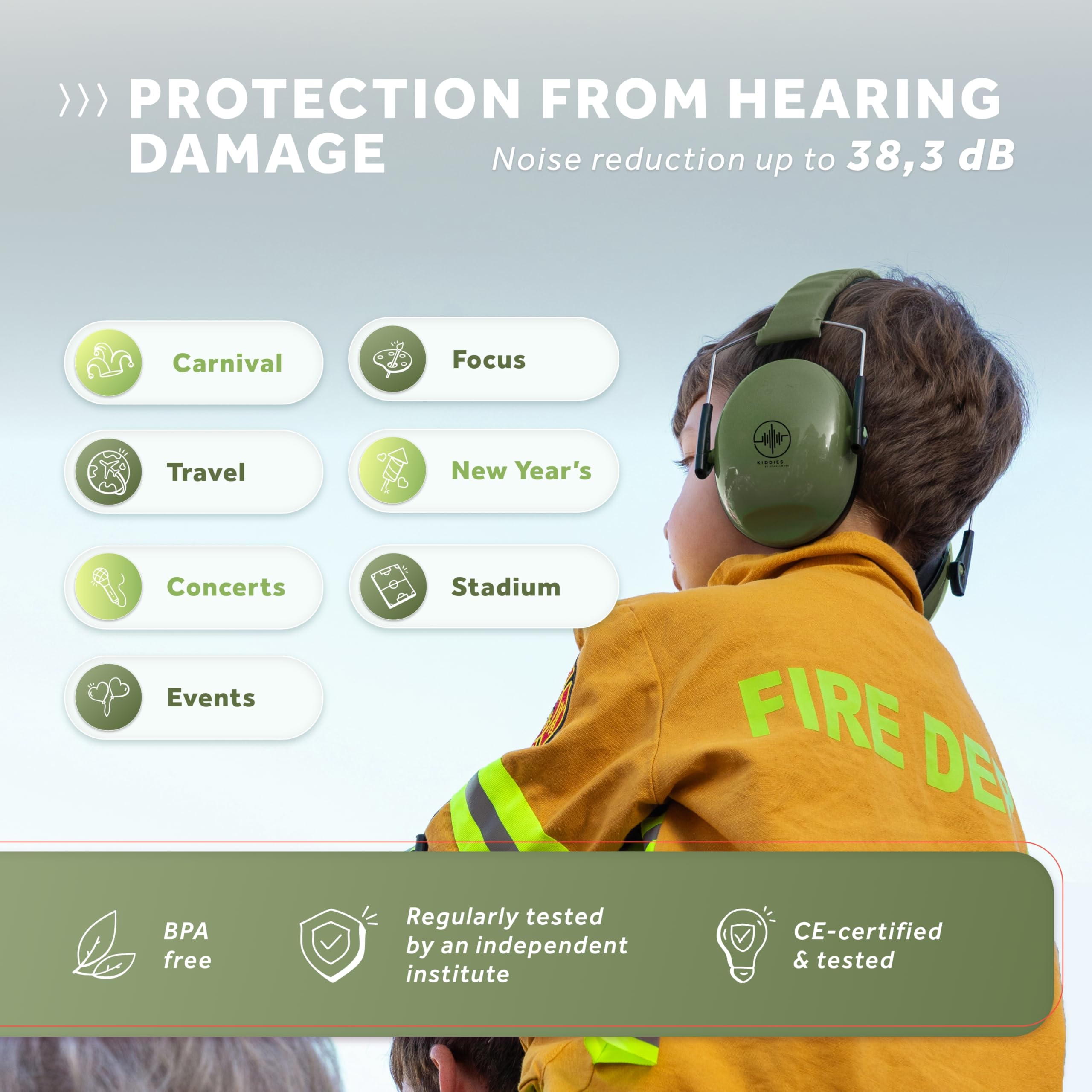 Schallwerk ® Ear defenders Kiddies, Olive Green - Image 2
