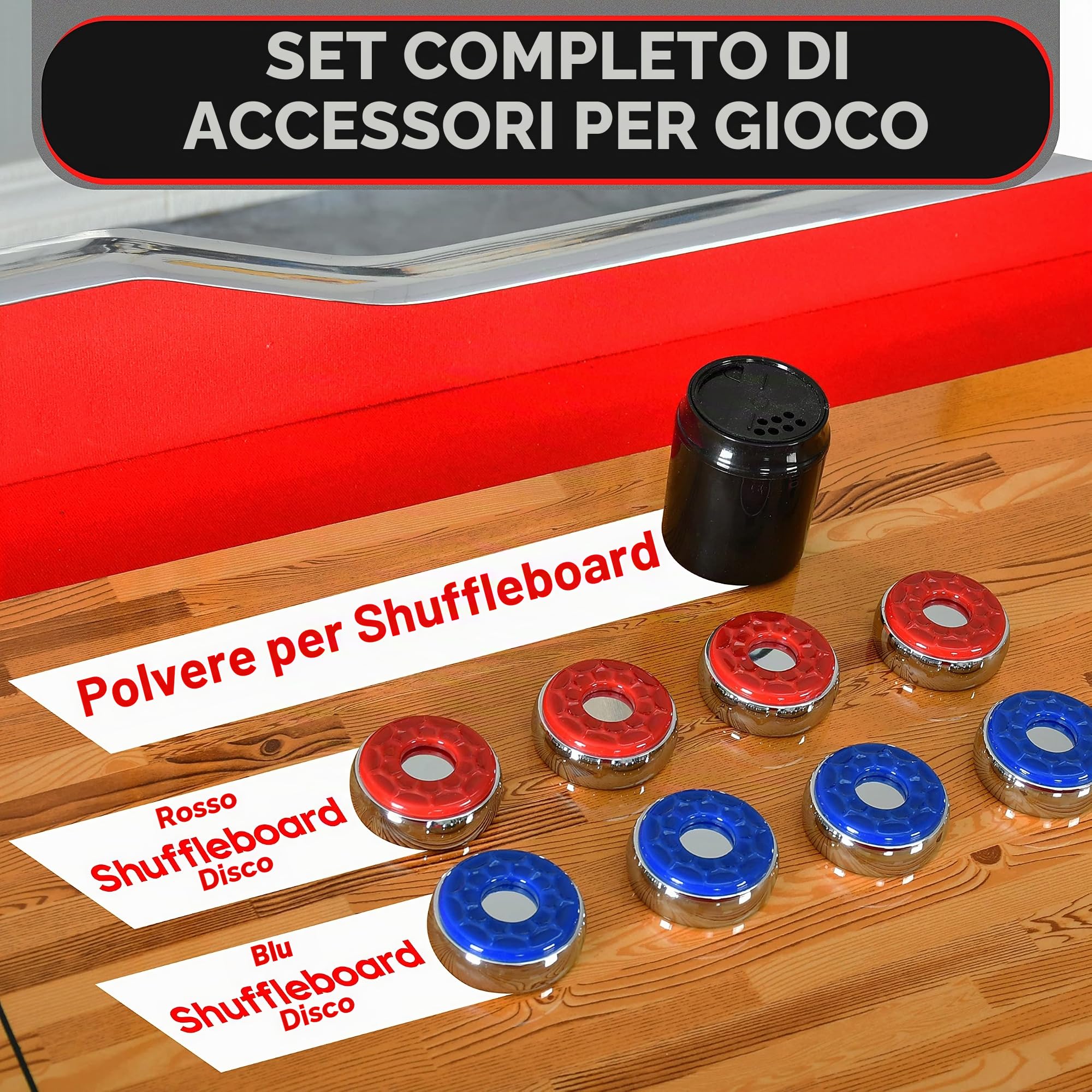 SereneLife Gioco da Tavolo, Shuffleboard da Tavolo, Superficie Poliuretano, Accessori Inclusi, Punteggio Abaco, Gioco Veloce per Interni ed Esterni
