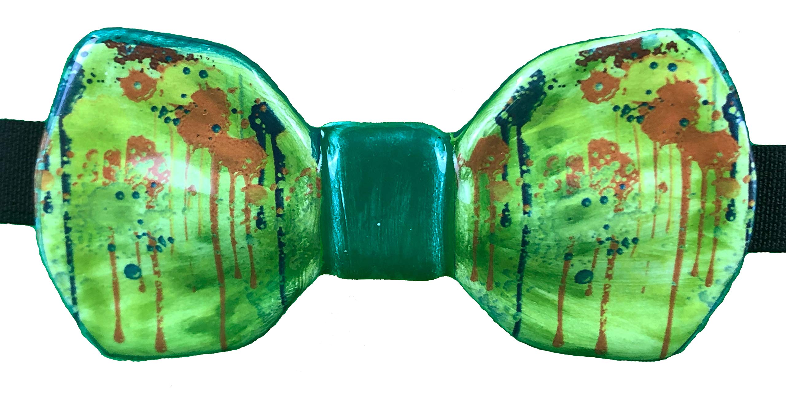 Papillon in ceramica verde con fantasia schizzi di colore made in italy